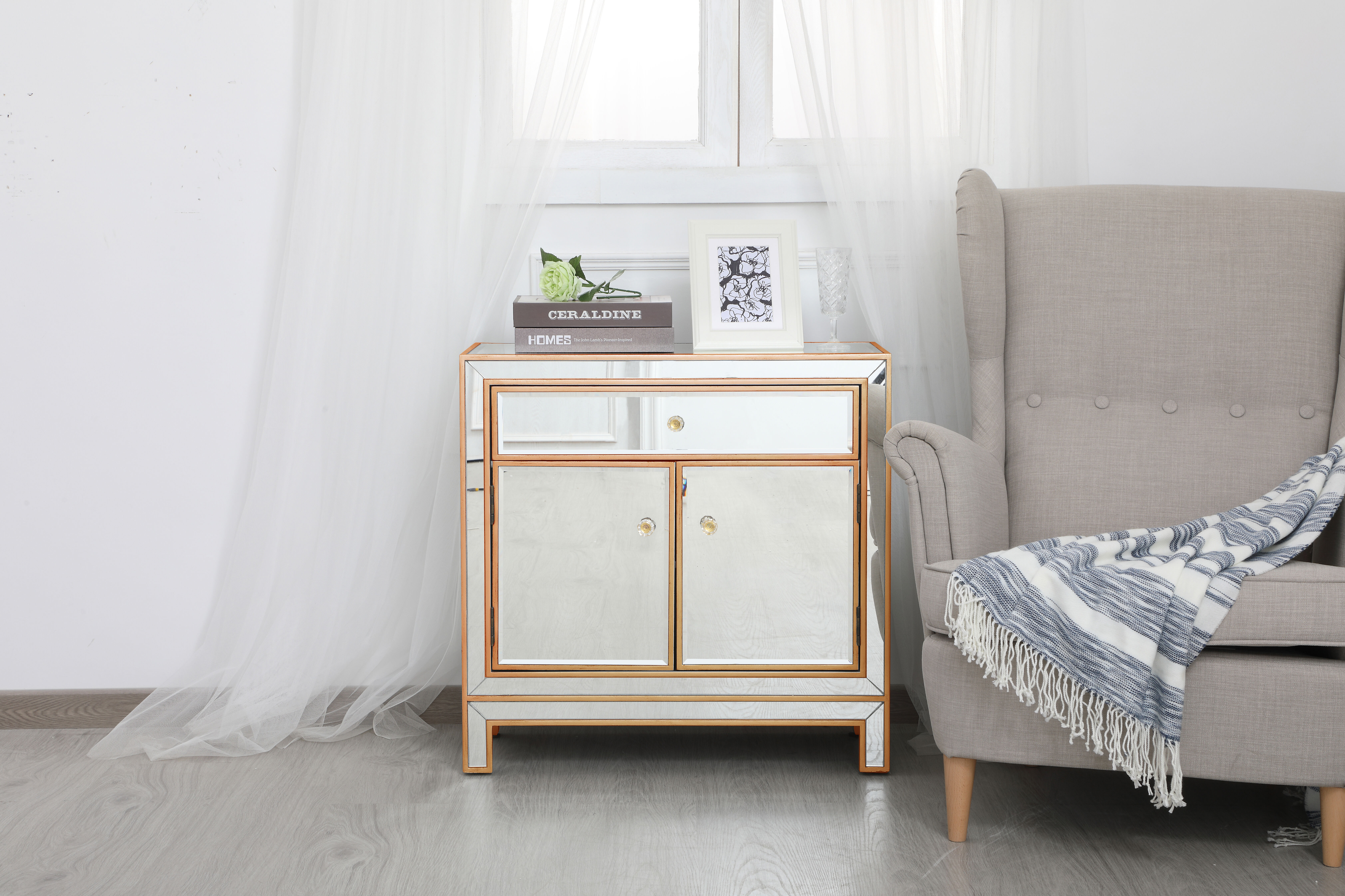 Modern Antique Gold Cabinet