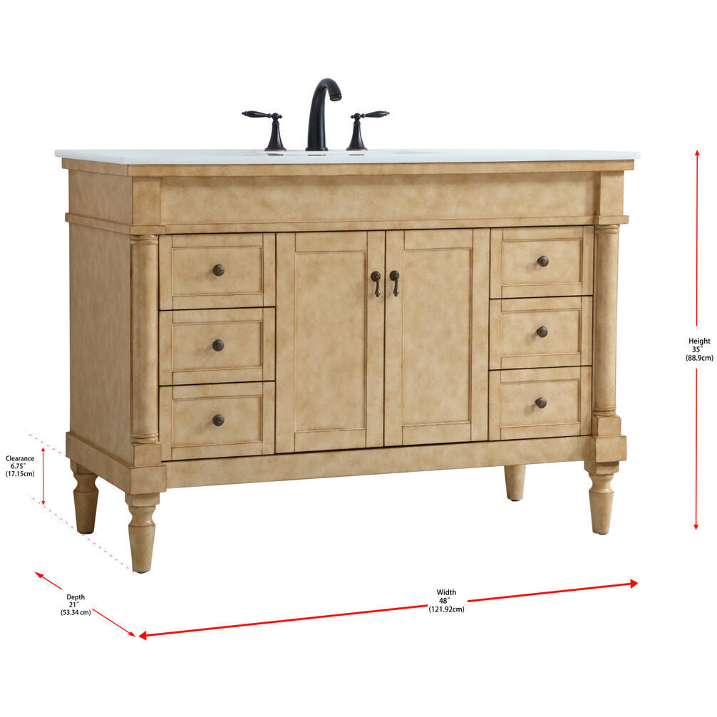 Lexington 48 X 21.5 X 35 inch Antique Beige Vanity Sink Set