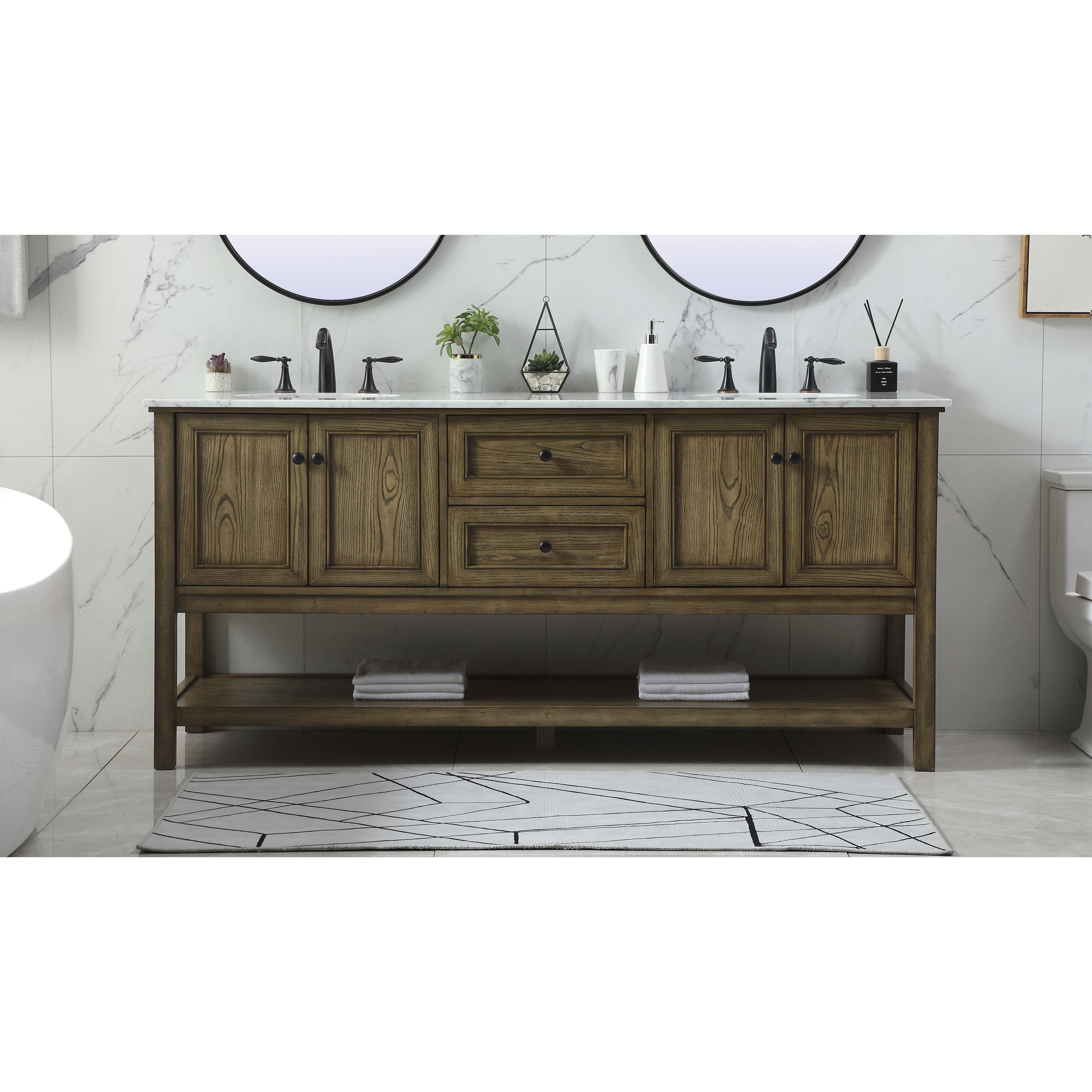 Metropolis 72 X 22 X 34 inch Driftwood Vanity Sink Set