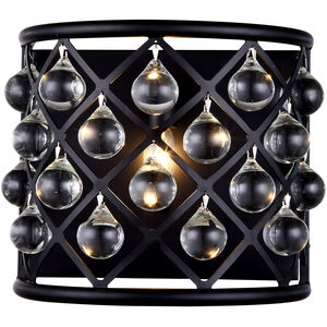 Madison 1 Light 12 inch Matte Black Wall Sconce Wall Light in Clear, Smooth Royal Cut, Urban Classic
