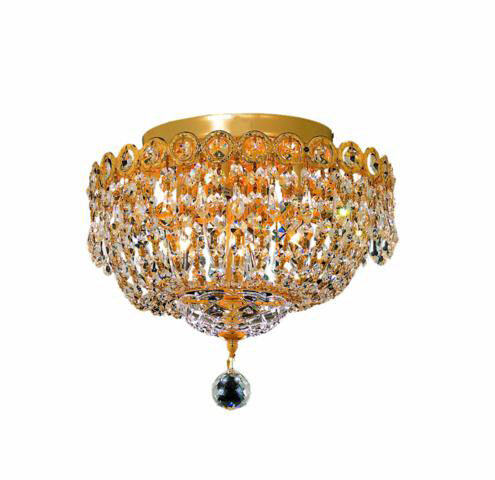 Century 4 Light 12 inch Gold Flush Mount Ceiling Light in Royal Cut