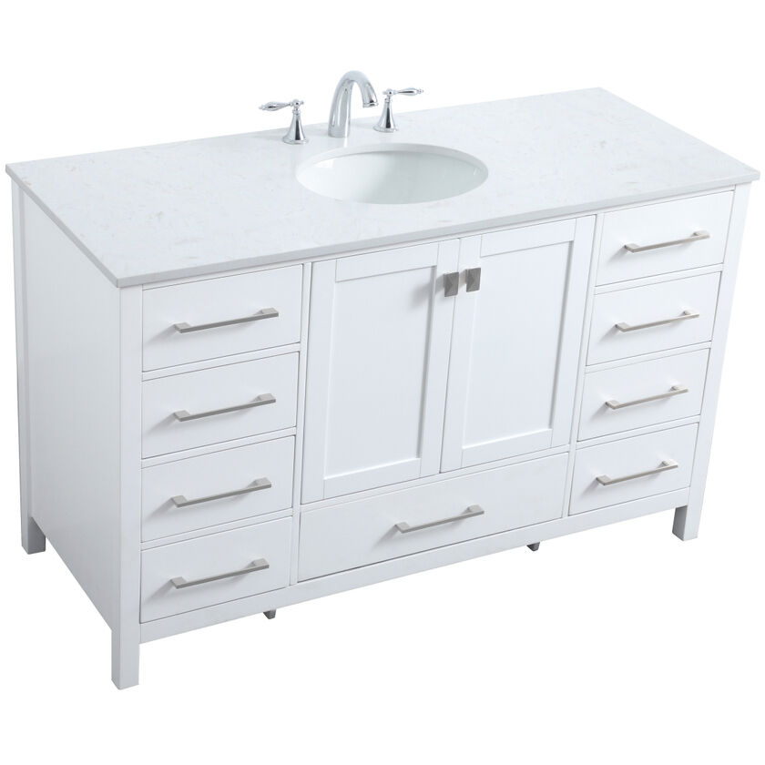 Irene 54 X 22 X 34 inch White Vanity Sink Set