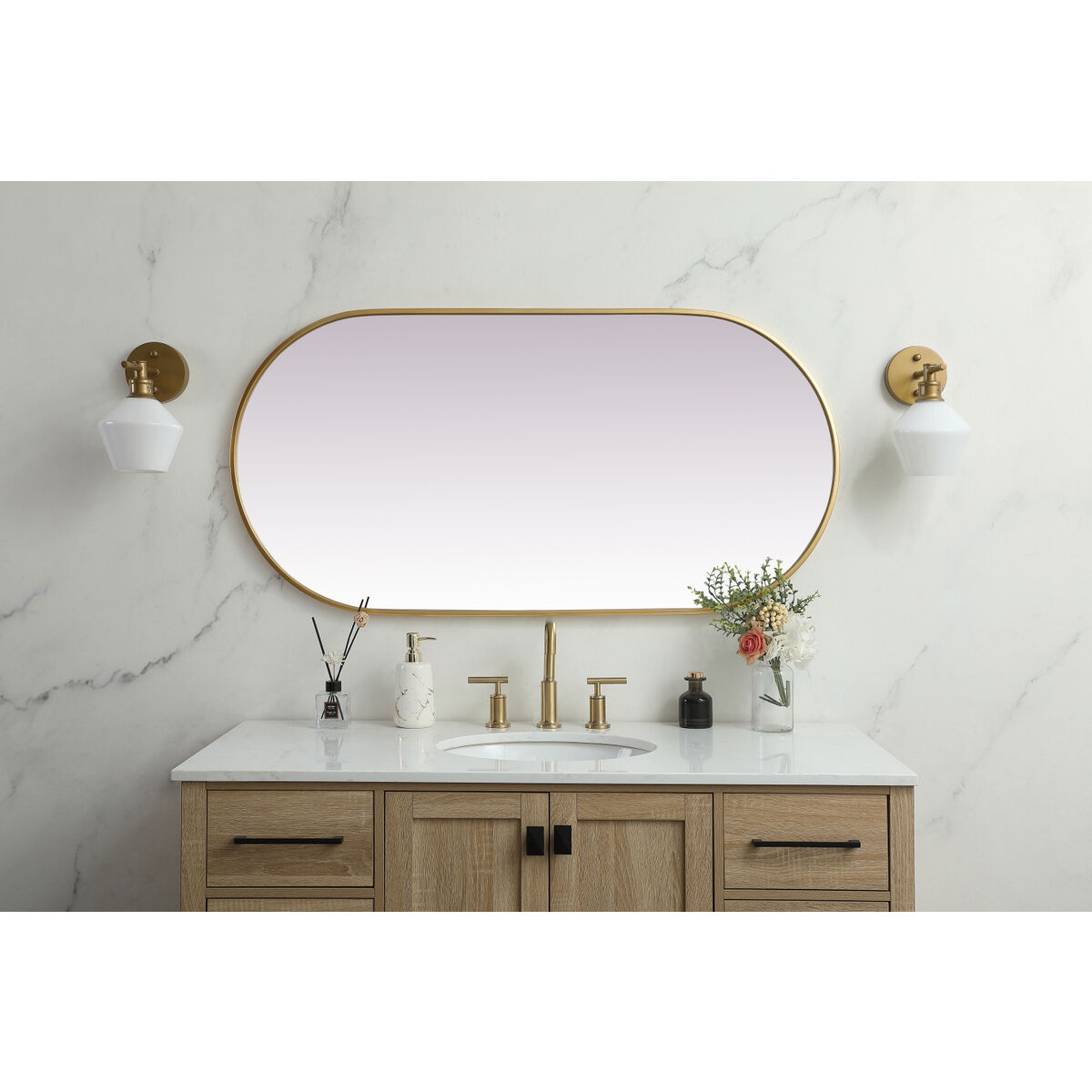Asha 48 X 24 inch Brass Mirror in 24 x 48