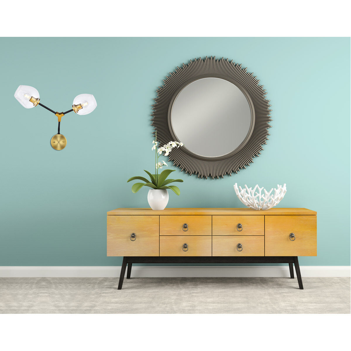 Cavoli 2 Light 26 inch Light Antique Brass and Flat Black Wall Sconce Wall Light, Urban Classic