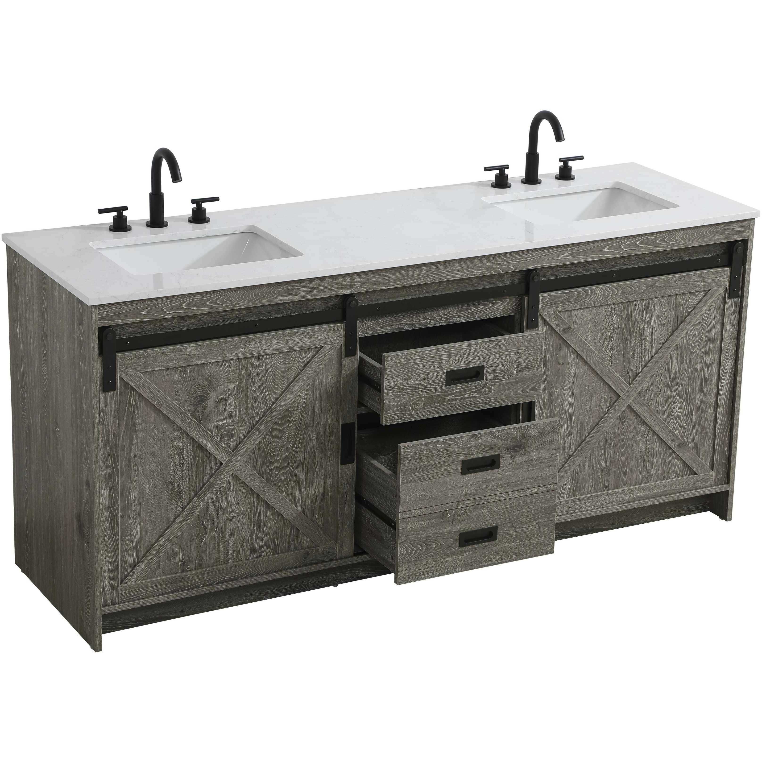 Austin 72 X 34 inch Rustic Grey Bathroom Vanity Cabinet