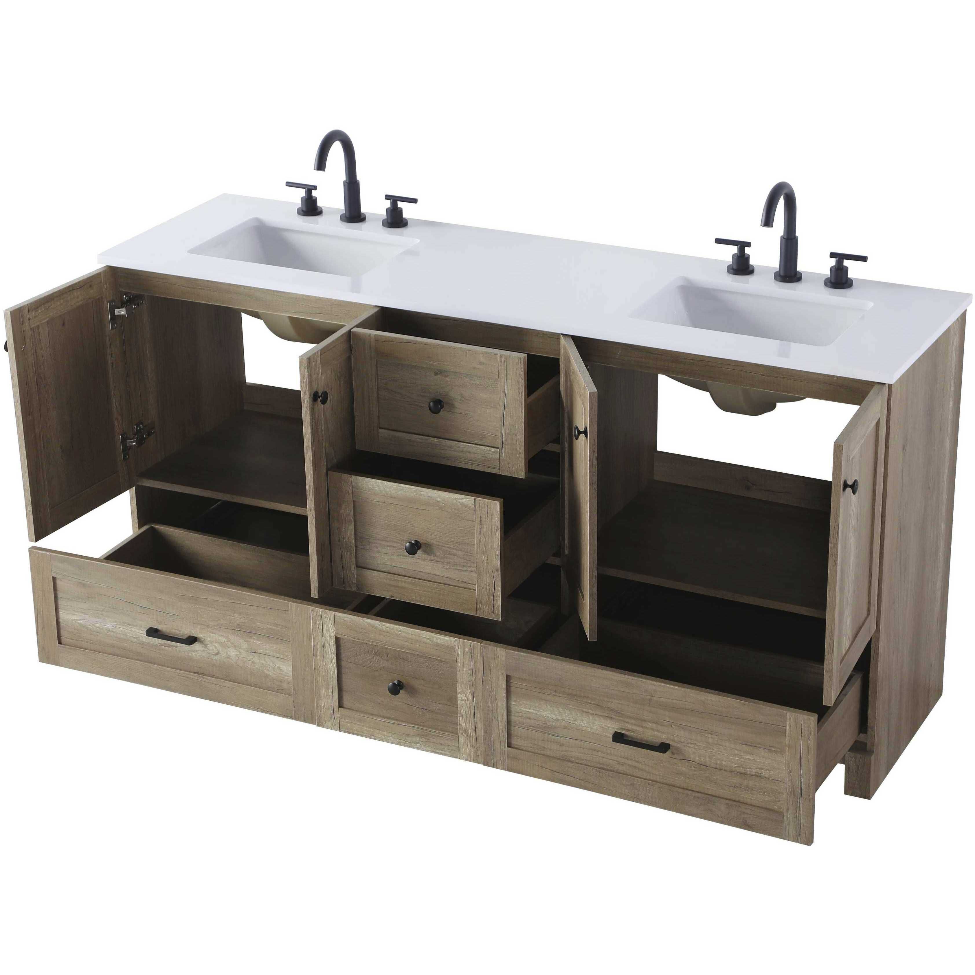 Soma 66 X 34 inch Natural Oak Bathroom Vanity Cabinet