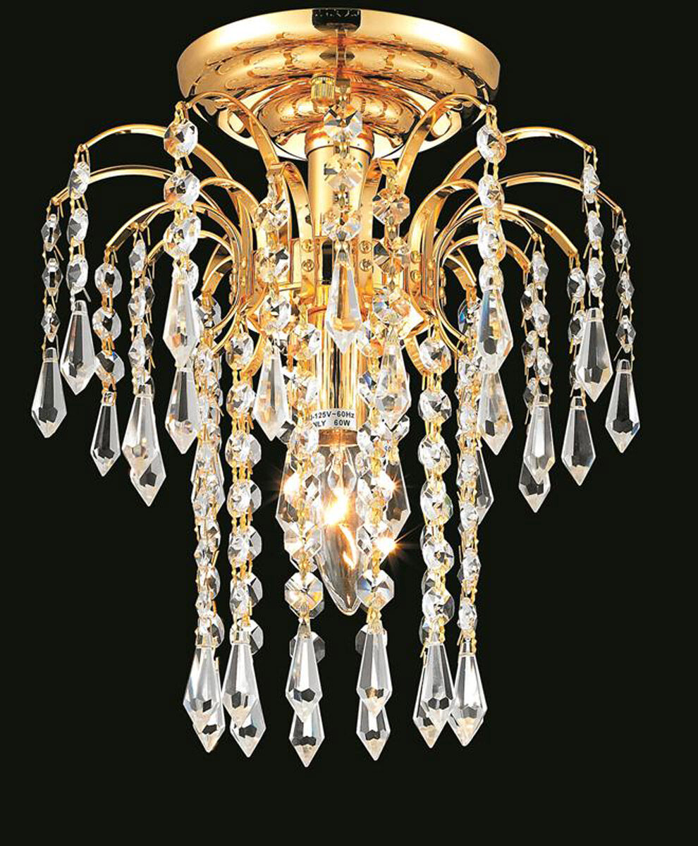 Falls 1 Light 9 inch Gold Flush Mount Ceiling Light in Royal Cut