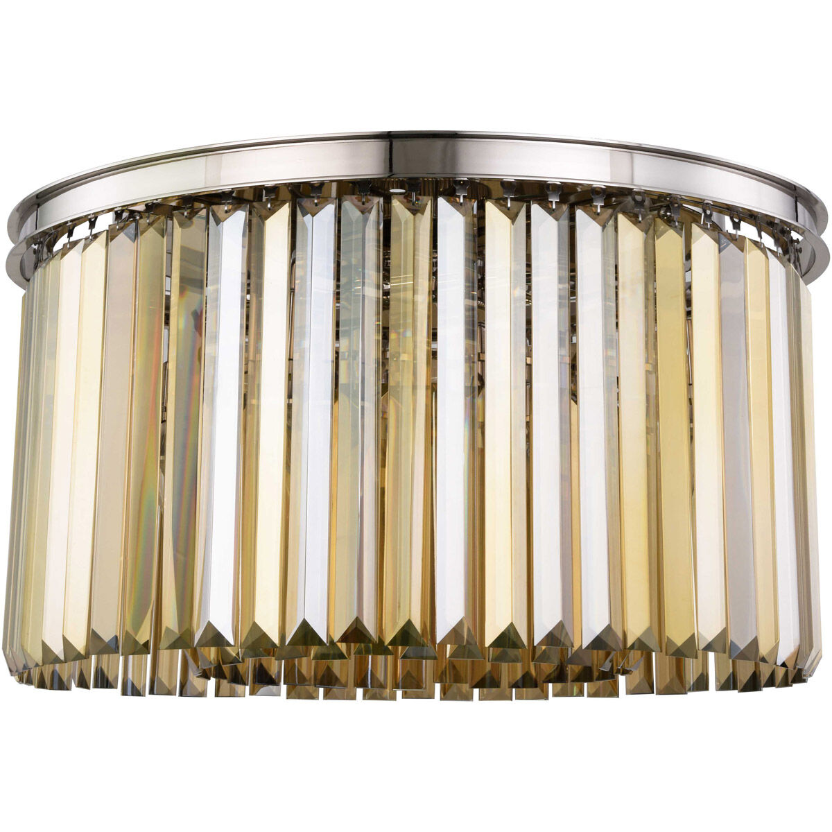 Sydney 8 Light 26 inch Polished nickel Flush Mount Ceiling Light in Golden Teak, Urban Classic