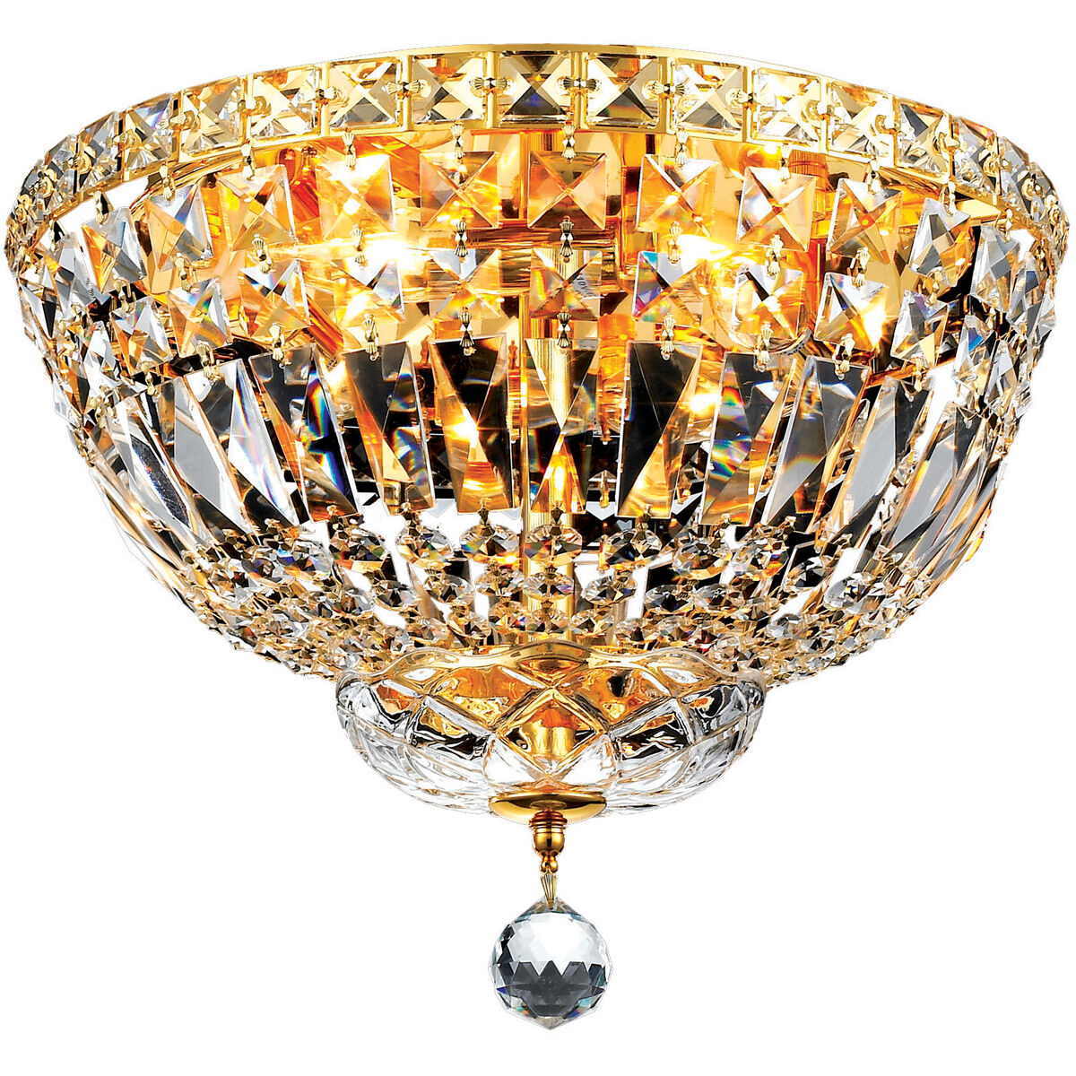 Tranquil 4 Light 14 inch Gold Flush Mount Ceiling Light in Royal Cut