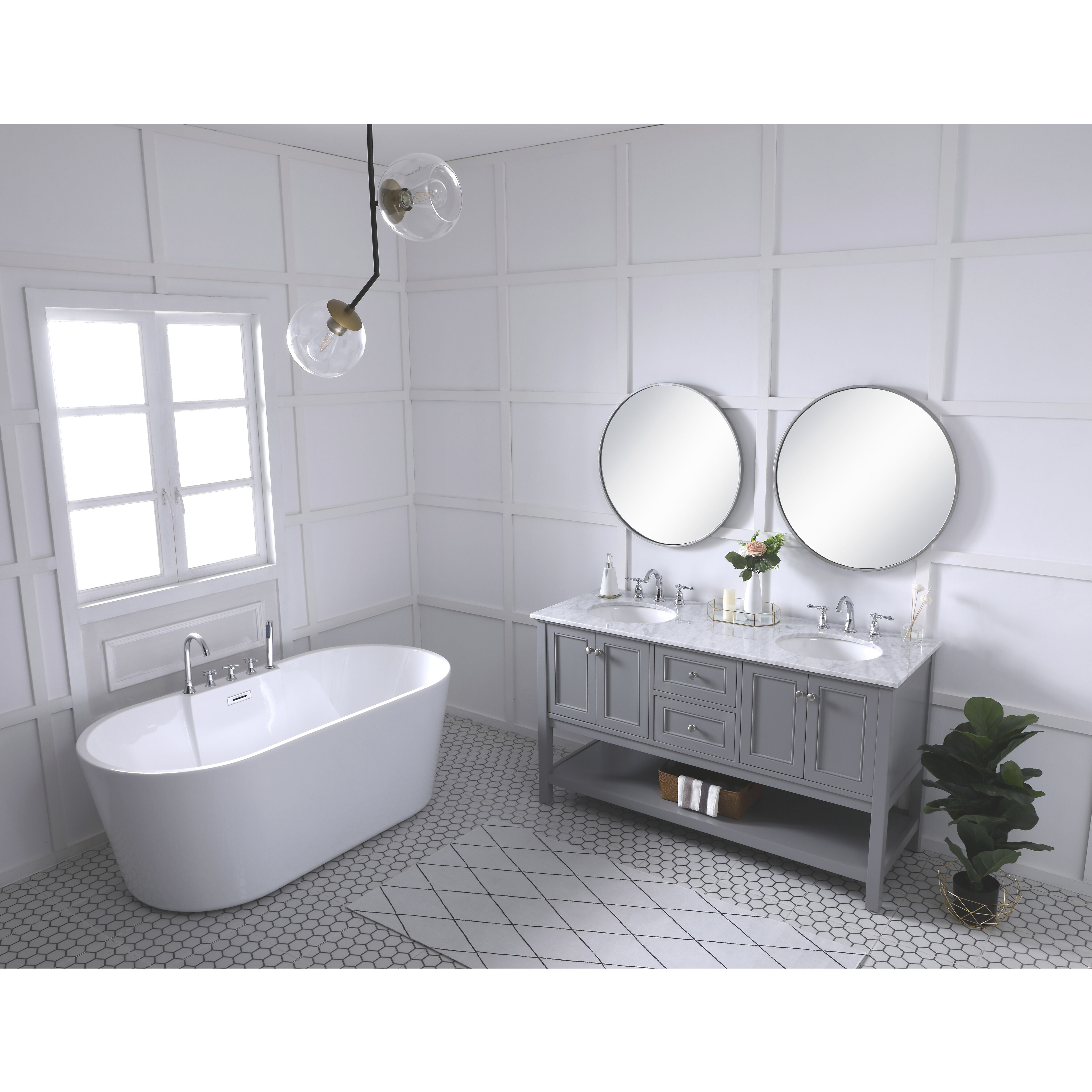 Metropolis 60 X 22 X 34 inch Grey Vanity Sink Set