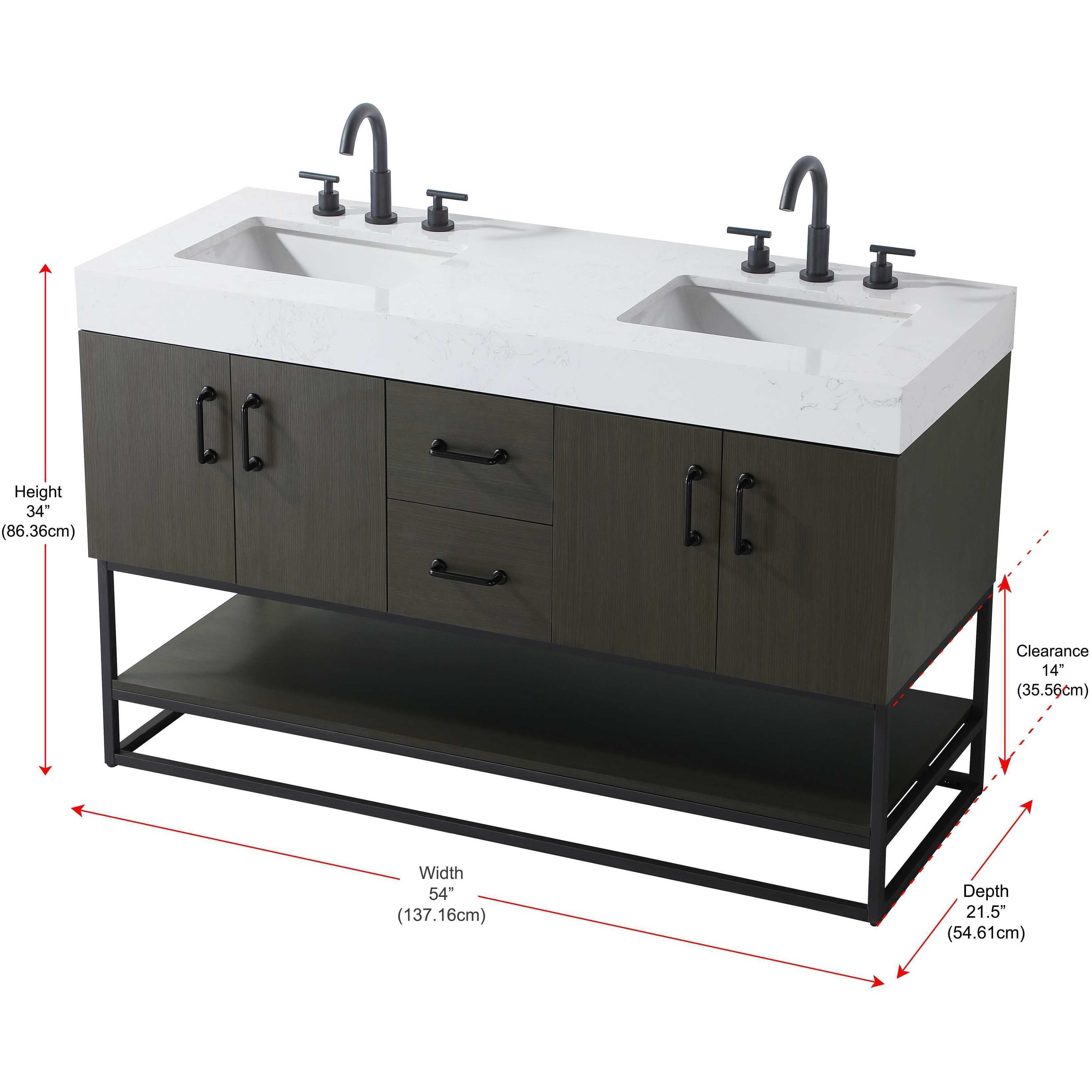 Caroline 54 X 34 inch Mocha Brown Bathroom Vanity Cabinet