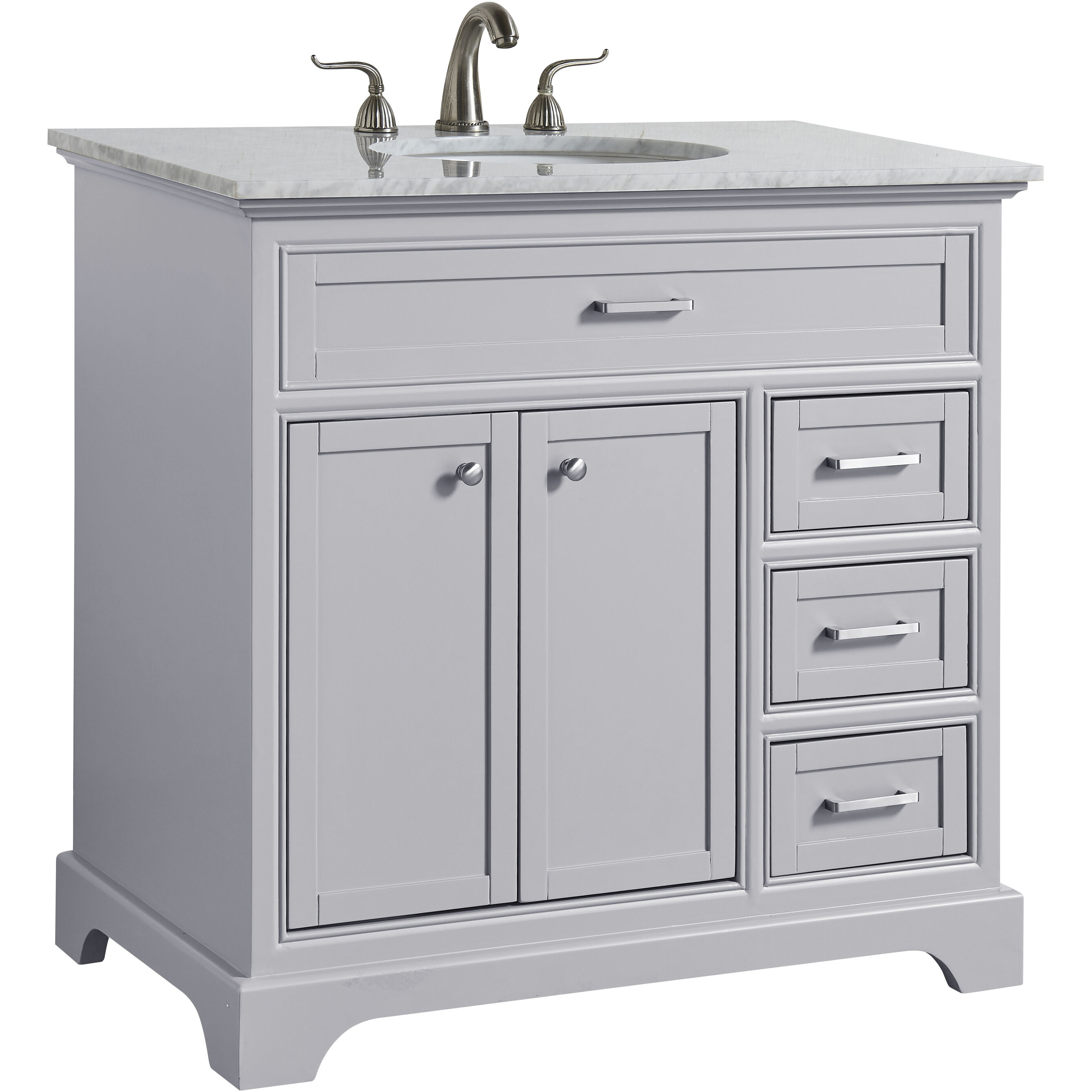 Americana 36 X 35 inch Light Grey with Carrara White Marble Vanity Set in Gray