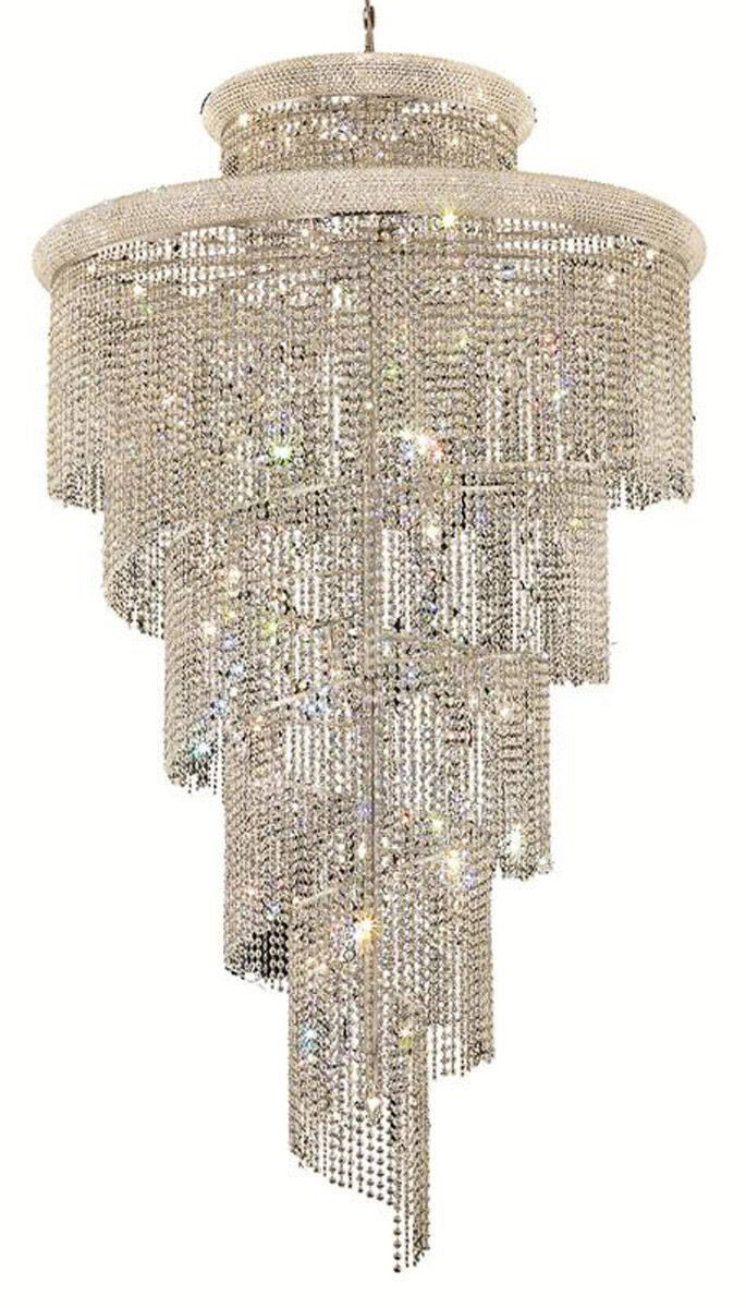 Spiral 41 Light 48 inch Chrome Foyer Ceiling Light in Royal Cut