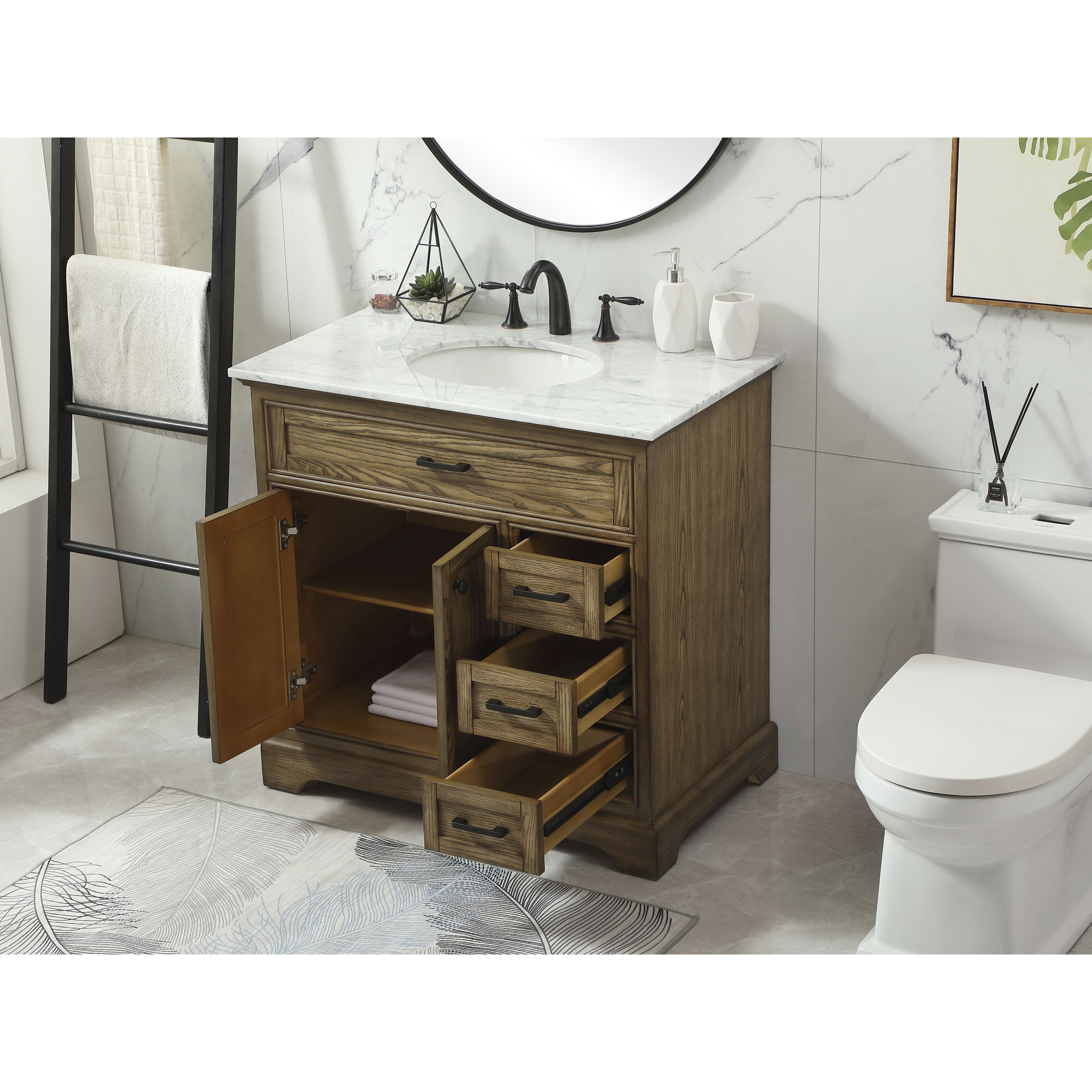Americana 36 X 22 X 35 inch Driftwood Vanity Sink Set