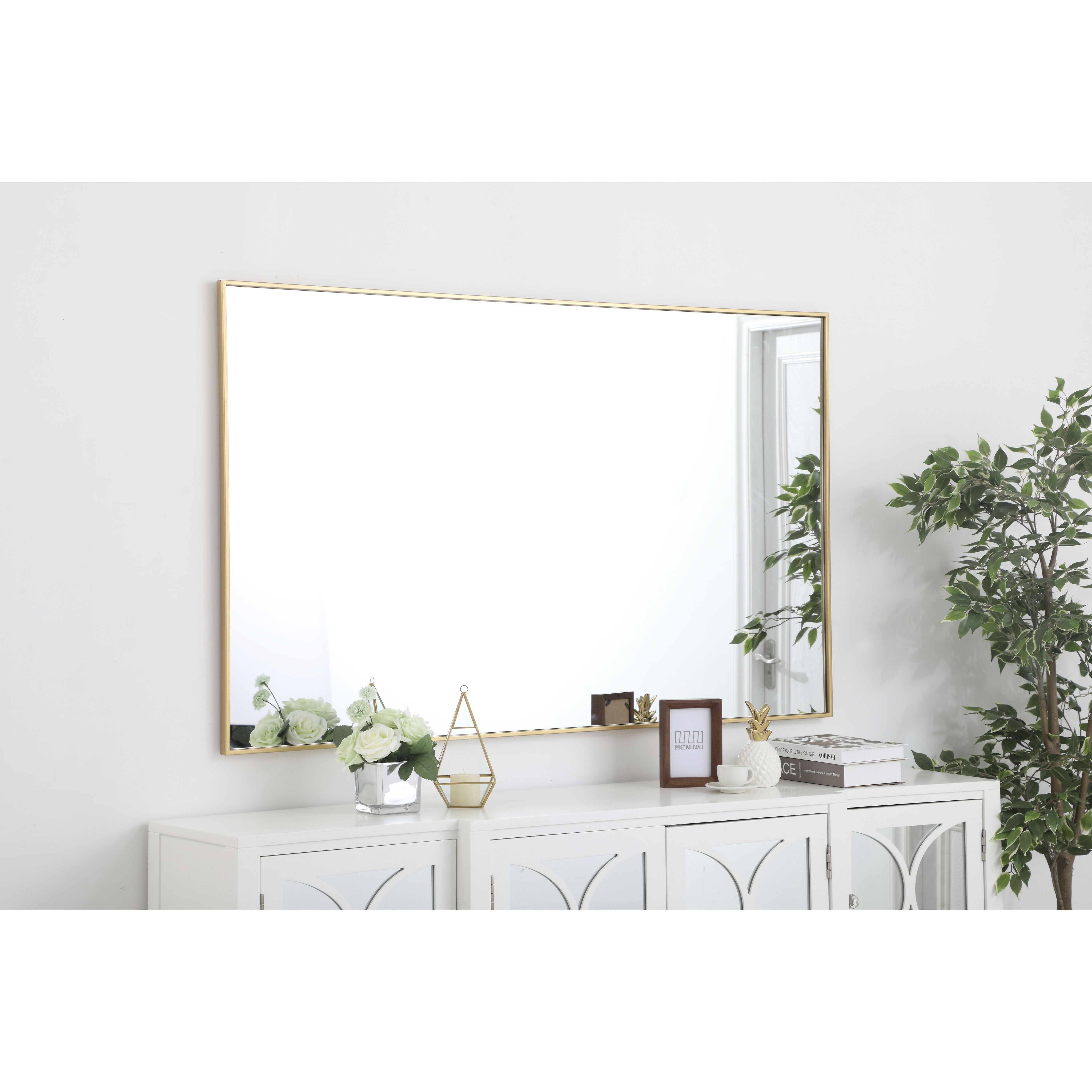 Monet 60 X 36 inch Brass Wall Mirror