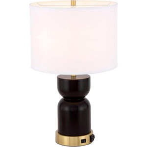 Jericho 23 inch 40 watt Brushed Brass and Dark Red Table Lamp Portable Light