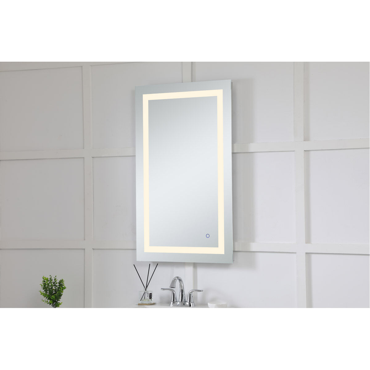 Helios 40 X 24 inch Silver Lighted Wall Mirror