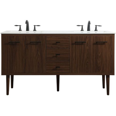 Cyrus 60 X 22 X 34 inch Walnut Vanity Sink Set