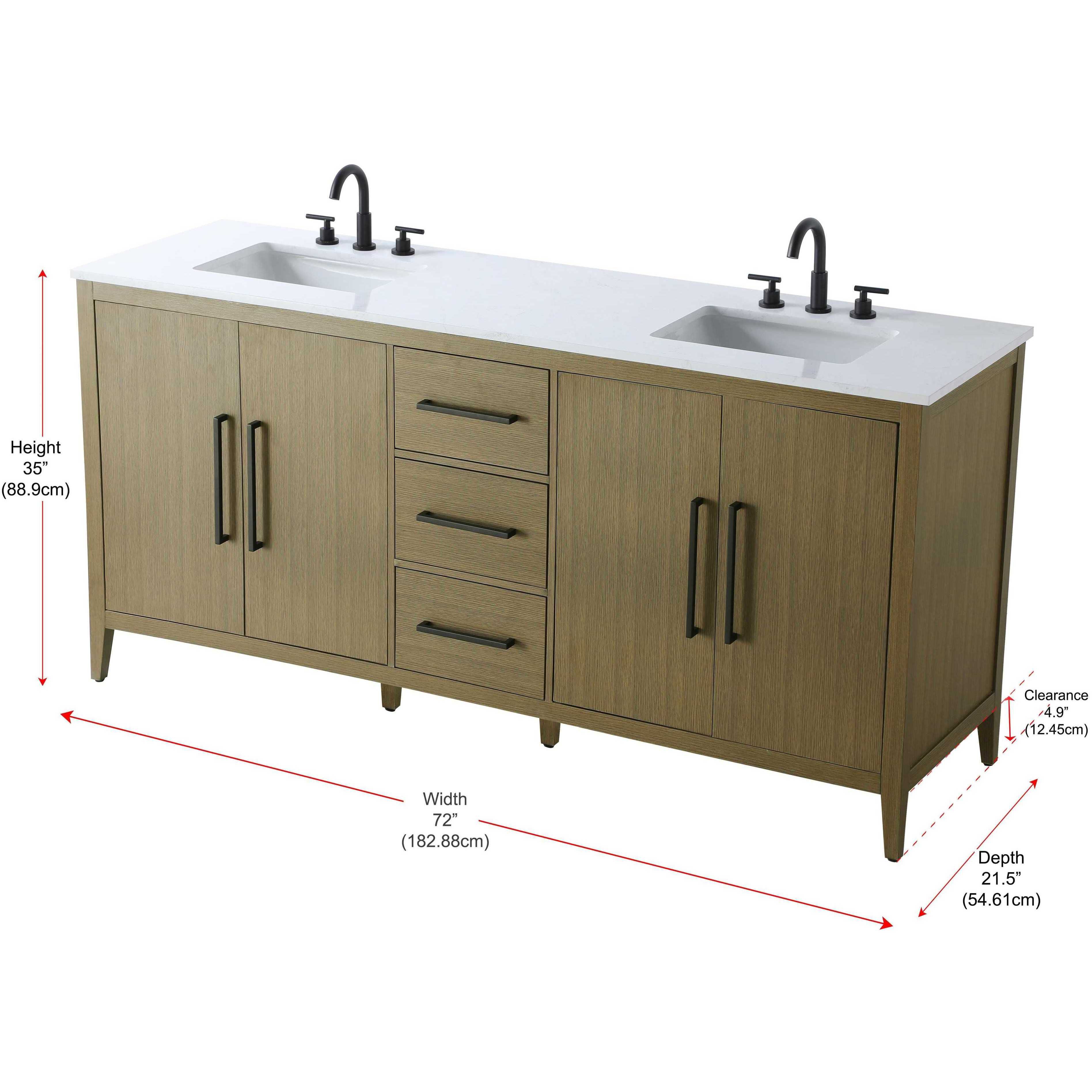 Millie 72 X 35 inch Chestnut Brown Bathroom Vanity Cabinet
