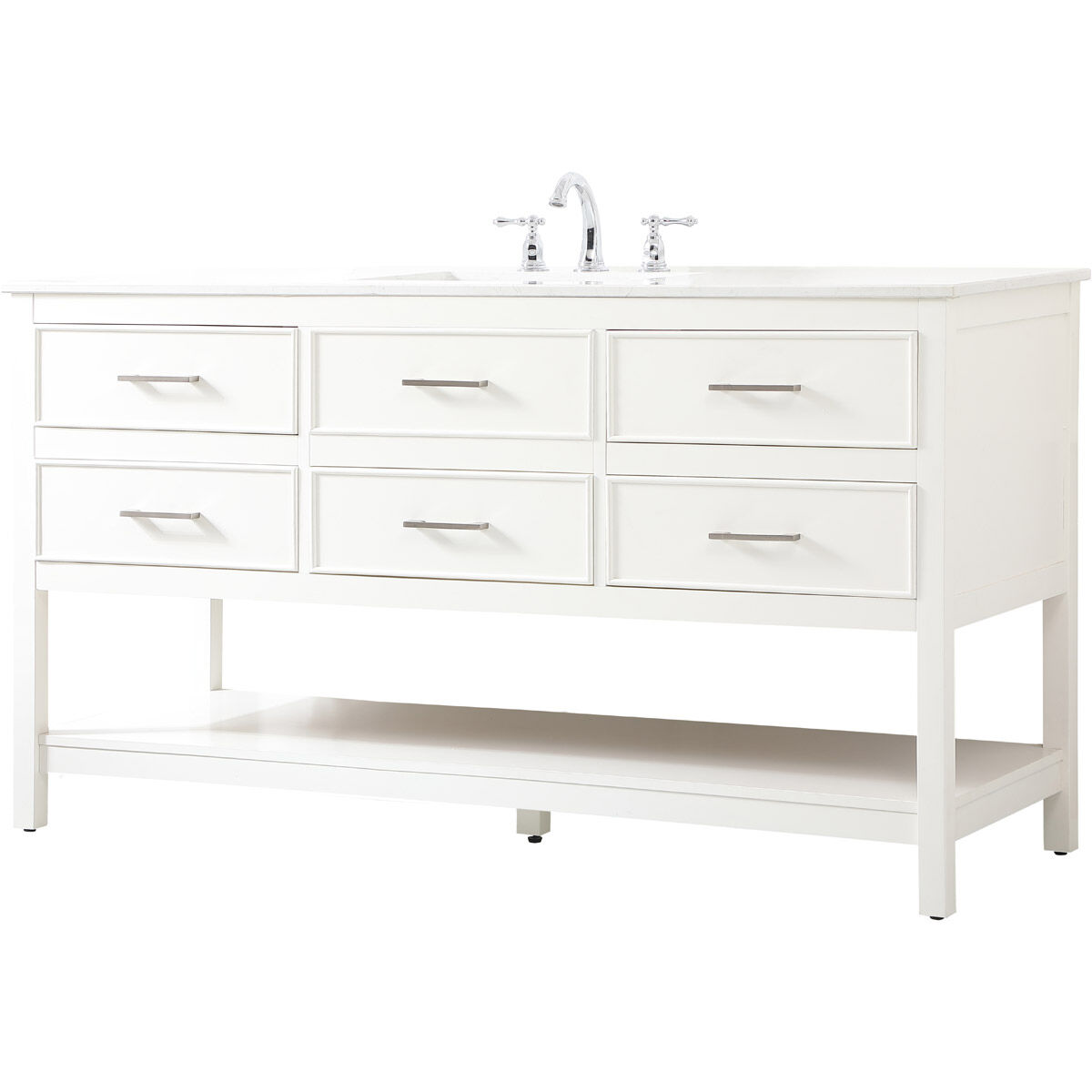 Sinclaire 60 X 22 X 34 inch White Vanity Sink Set