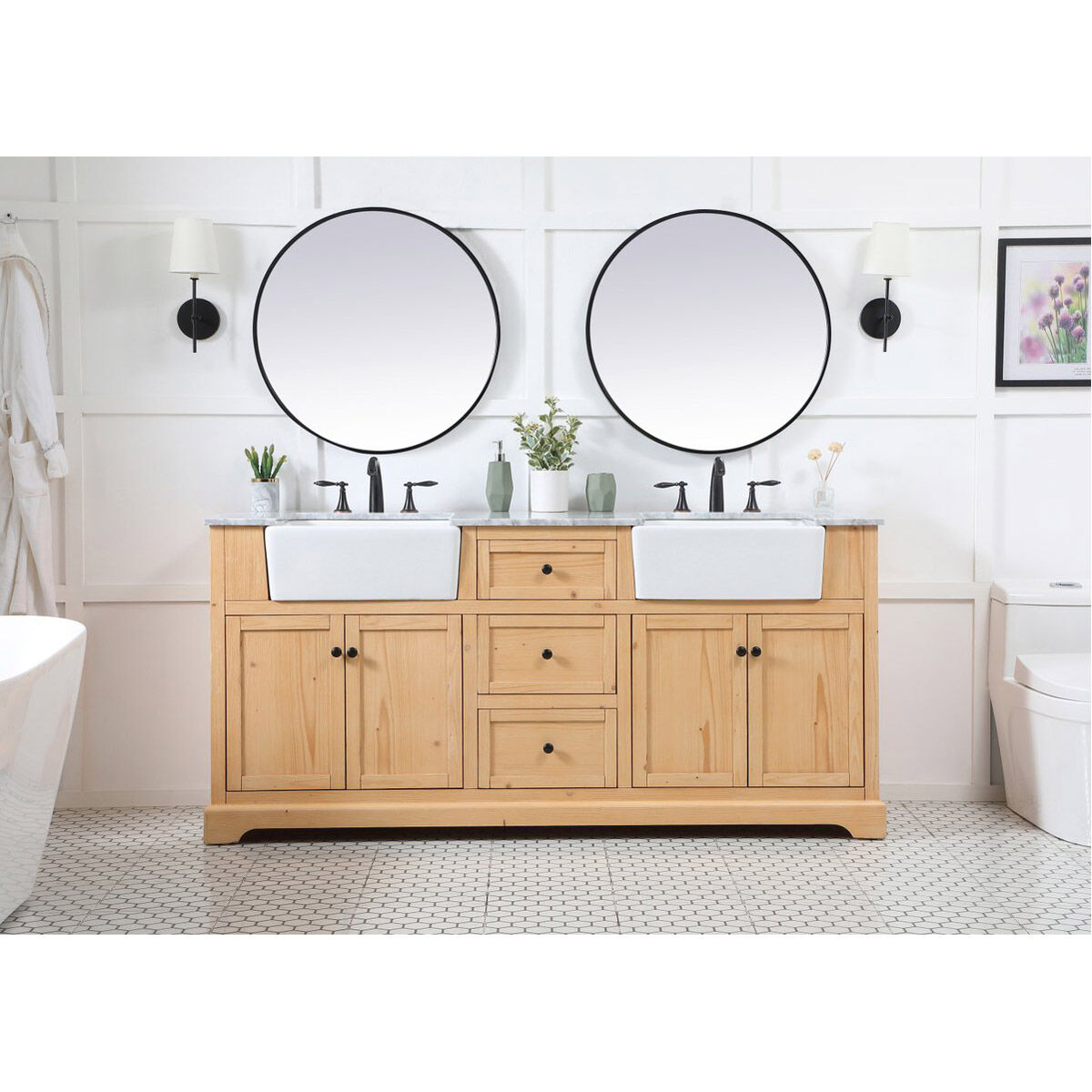 Franklin 72 X 22 X 35 inch Natural Wood Bathroom Vanity Cabinet