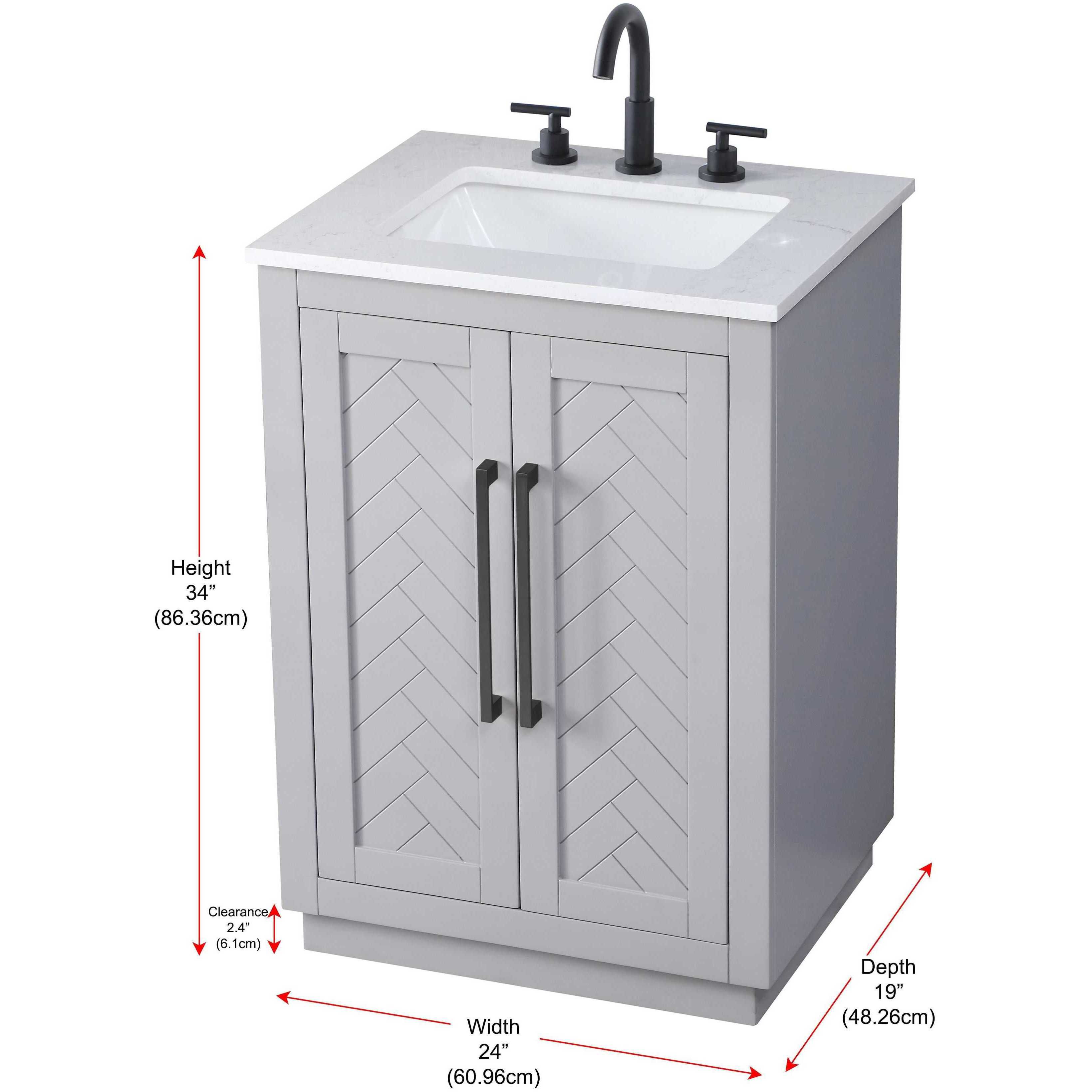 Chase 24 X 34 inch Grey Bathroom Vanity Cabinet