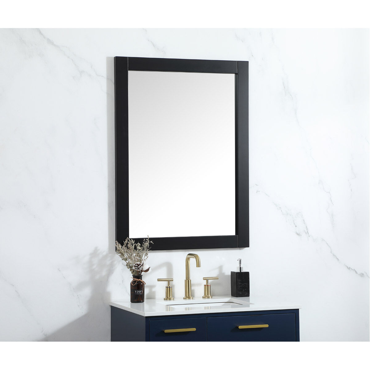 Aqua 36 X 27 inch Black Vanity Mirror