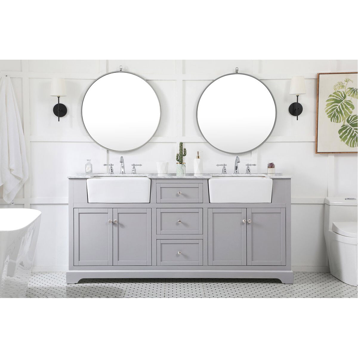 Franklin 72 X 22 X 35 inch Grey Bathroom Vanity Cabinet