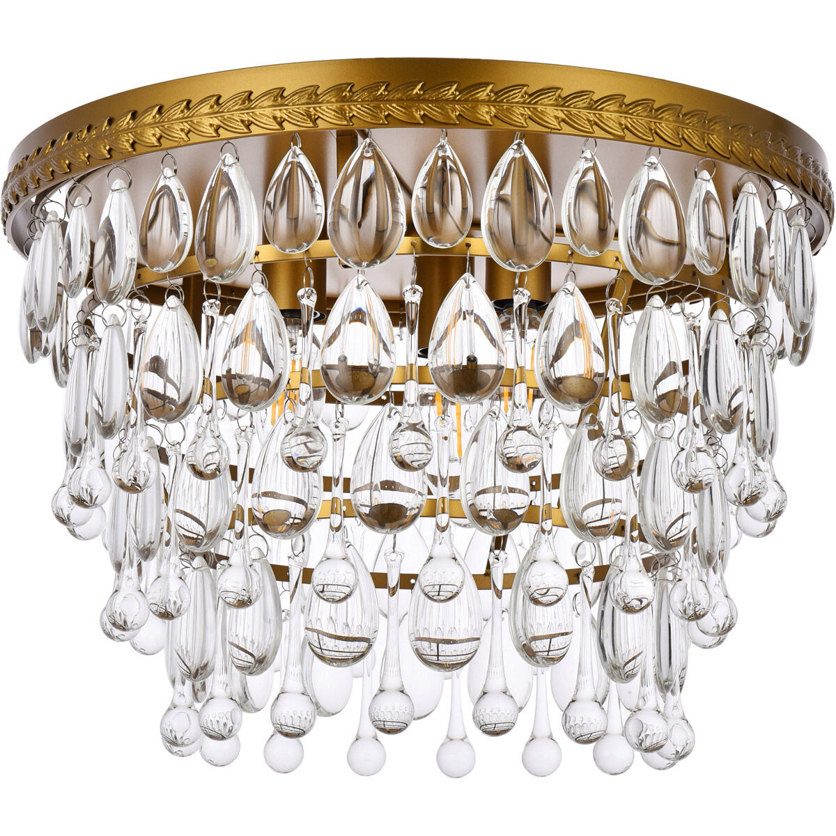 Nordic 3 Light 15 inch Brass Flush Mount Ceiling Light
