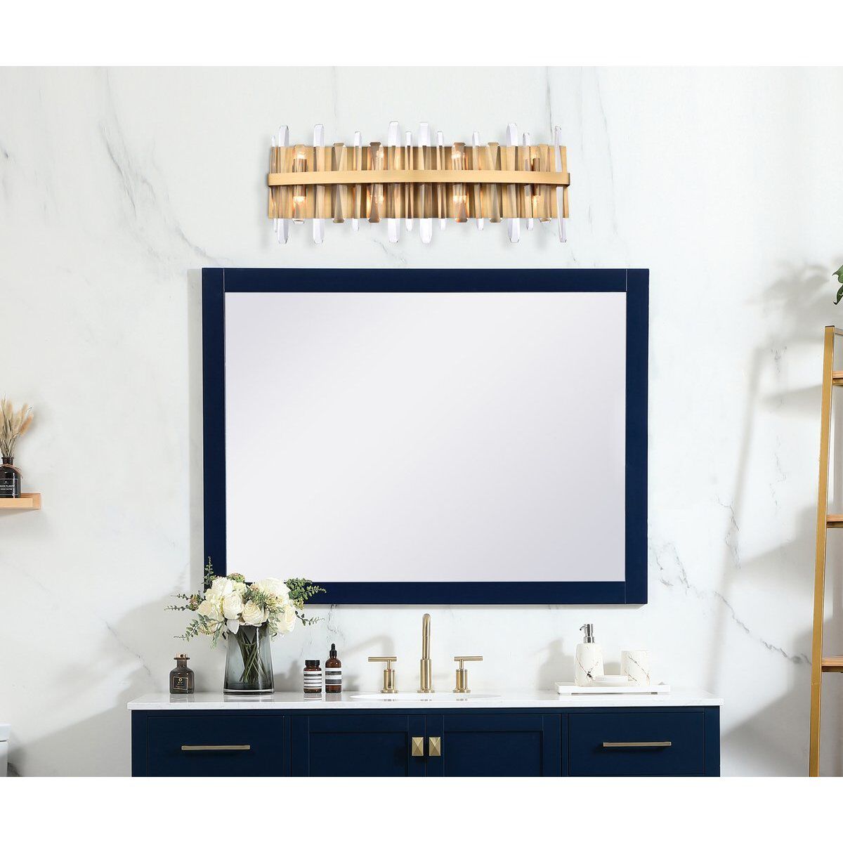 Serena 8 Light 30 inch Satin Gold Bath Sconce Wall Light 