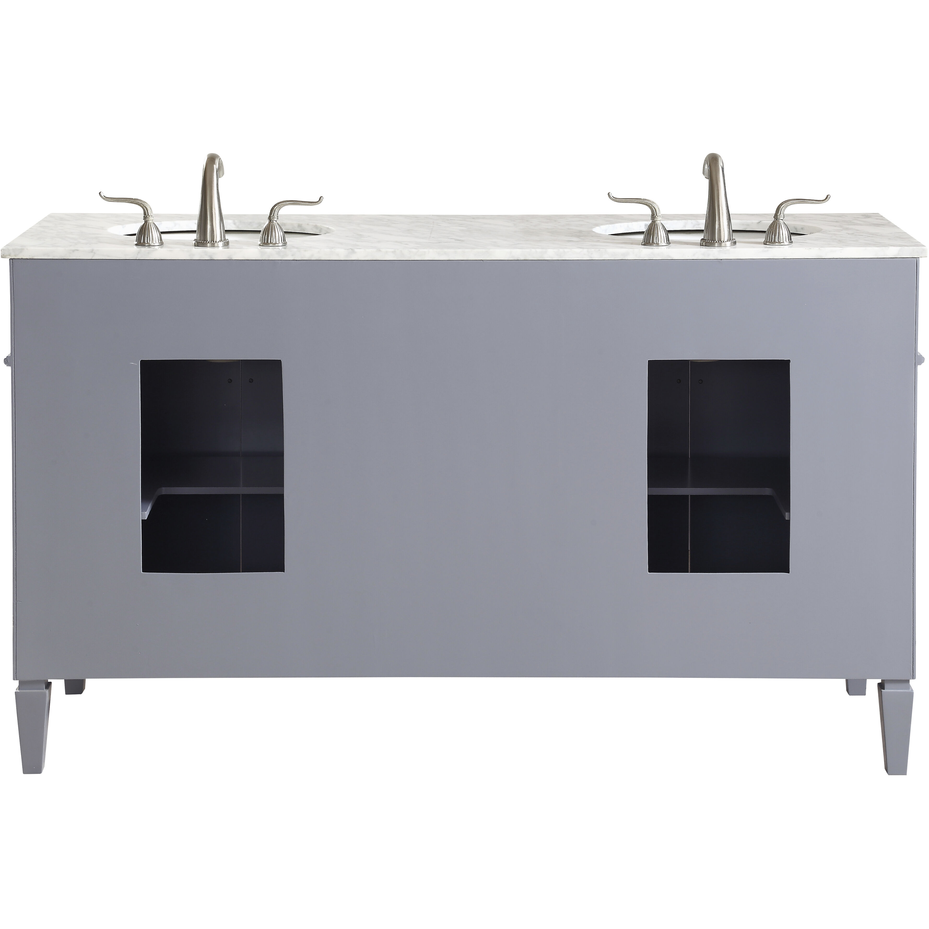 Park Avenue 60 X 35 inch Grey with Carrara White Marble Vanity Set in Gray