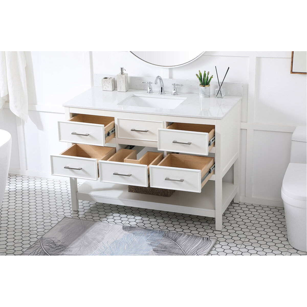 Sinclaire 48 X 22 X 34 inch White Vanity Sink Set