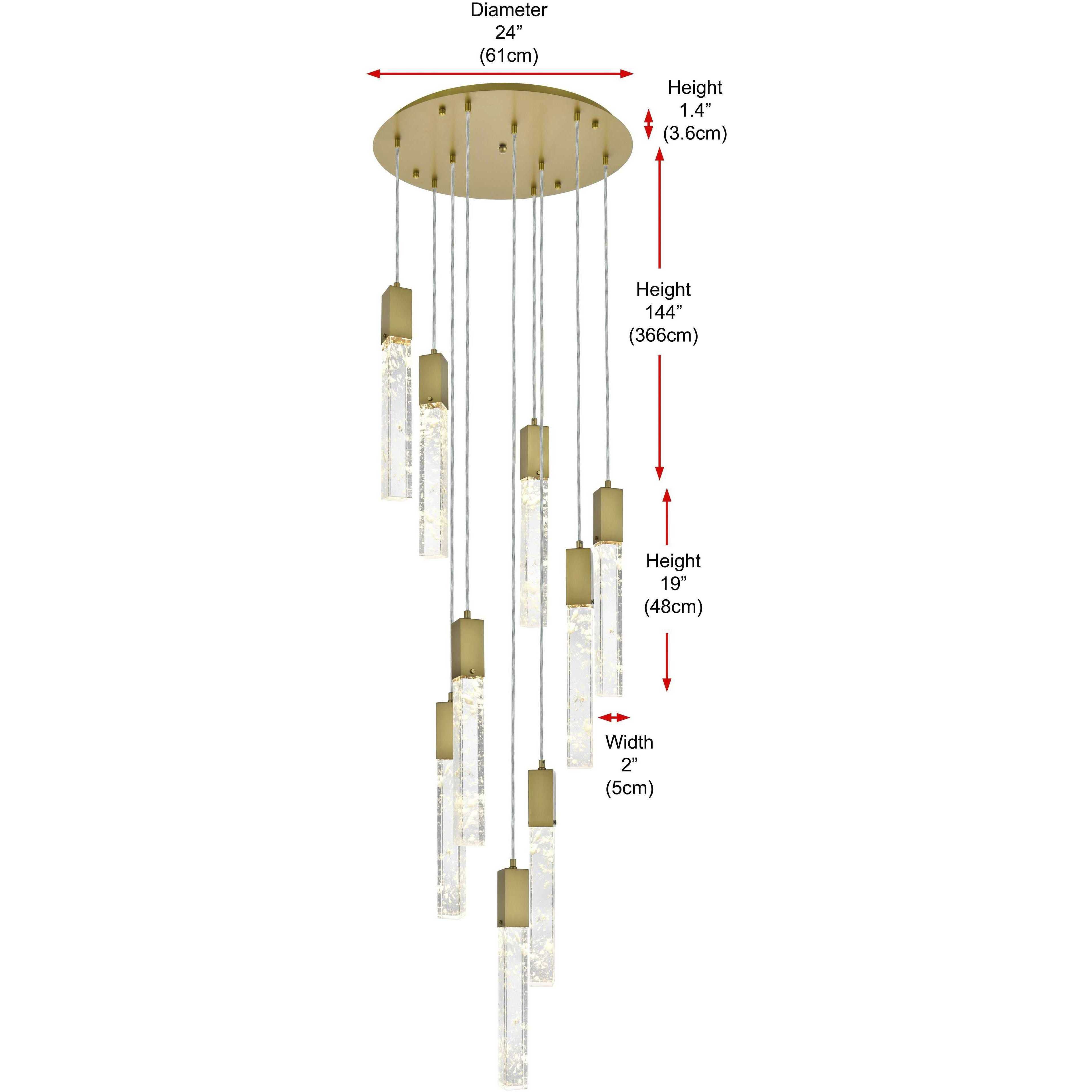 Aurora 9 Light 24 inch Satin Gold Chandelier Ceiling Light