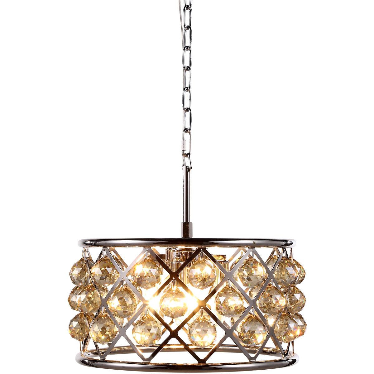 Madison 4 Light 16 inch Polished Nickel Pendant Ceiling Light in Golden Teak, Urban Classic