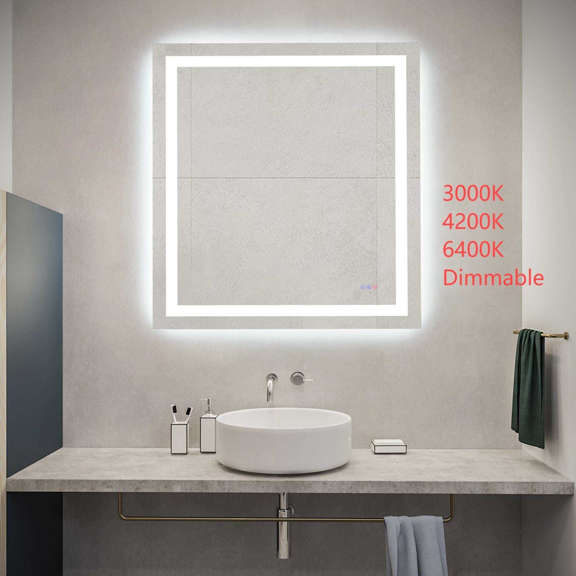 Riven 40 X 36 inch White LED Mirror