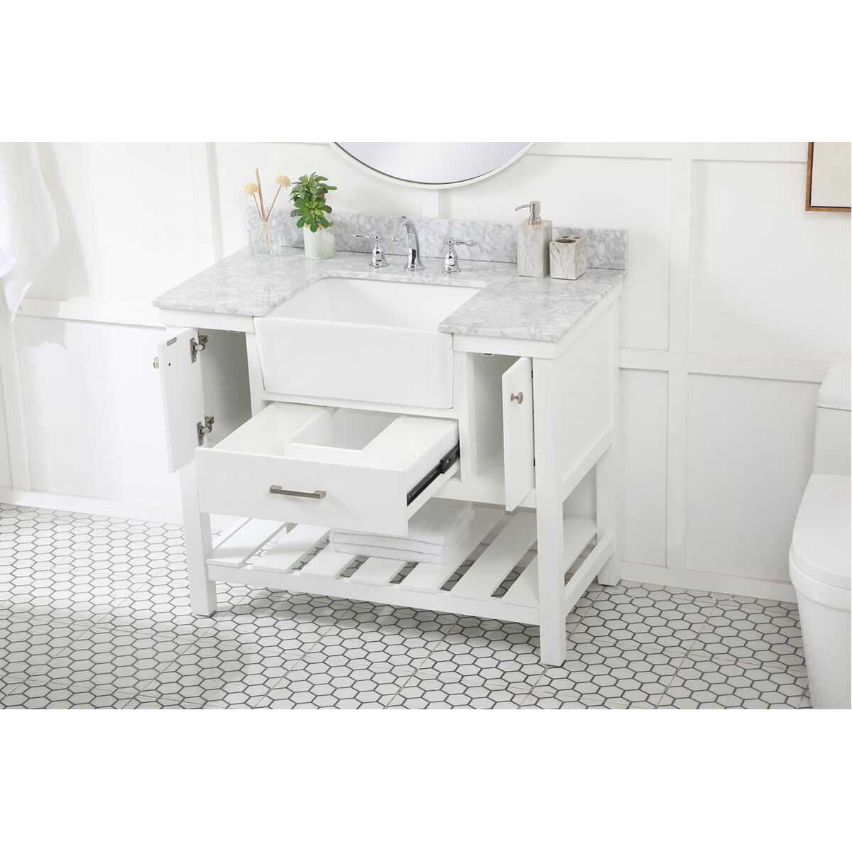 Clement 42 X 22 X 34 inch White Bathroom Vanity Cabinet