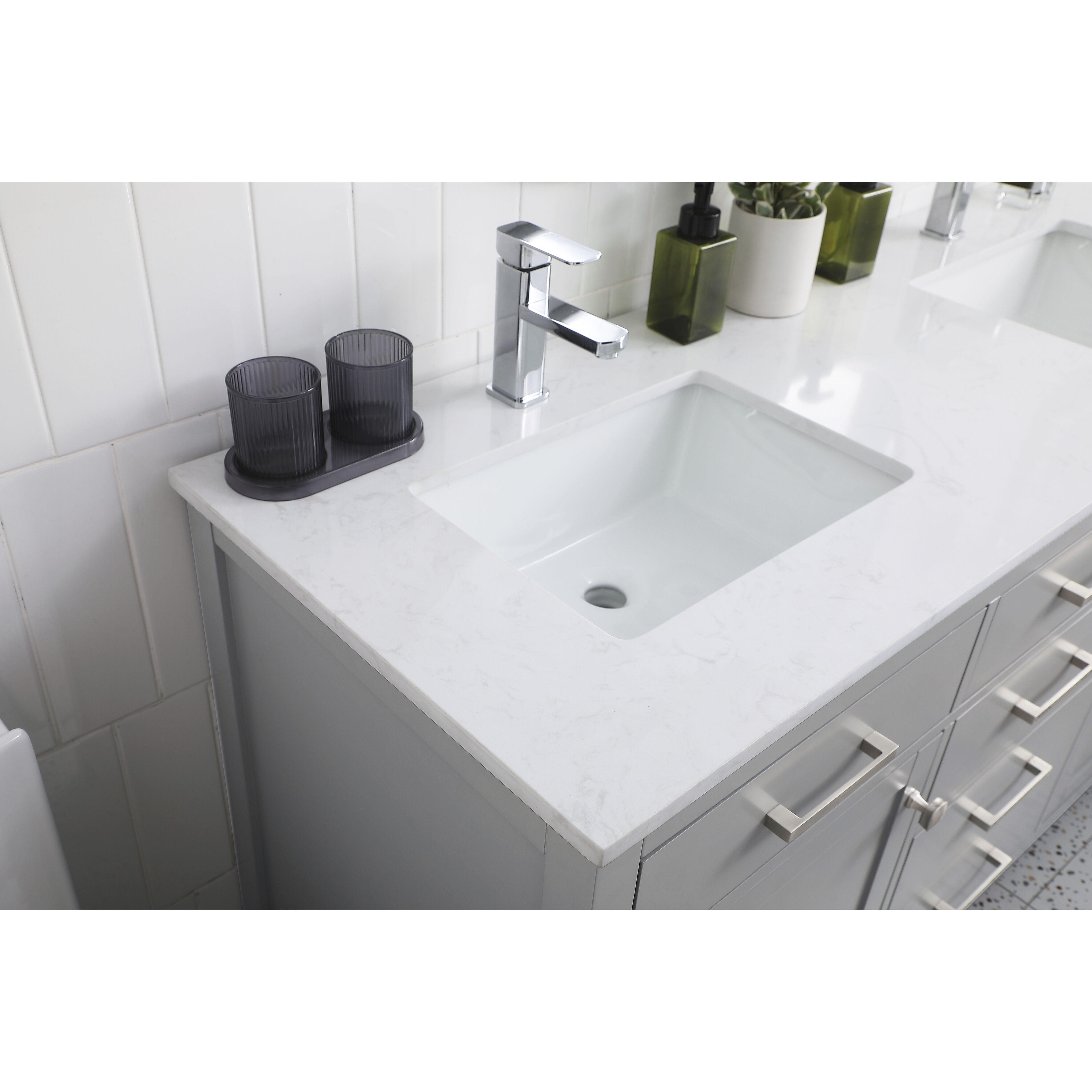 Lewis 60 X 22 X 34 inch Grey Vanity Sink Set