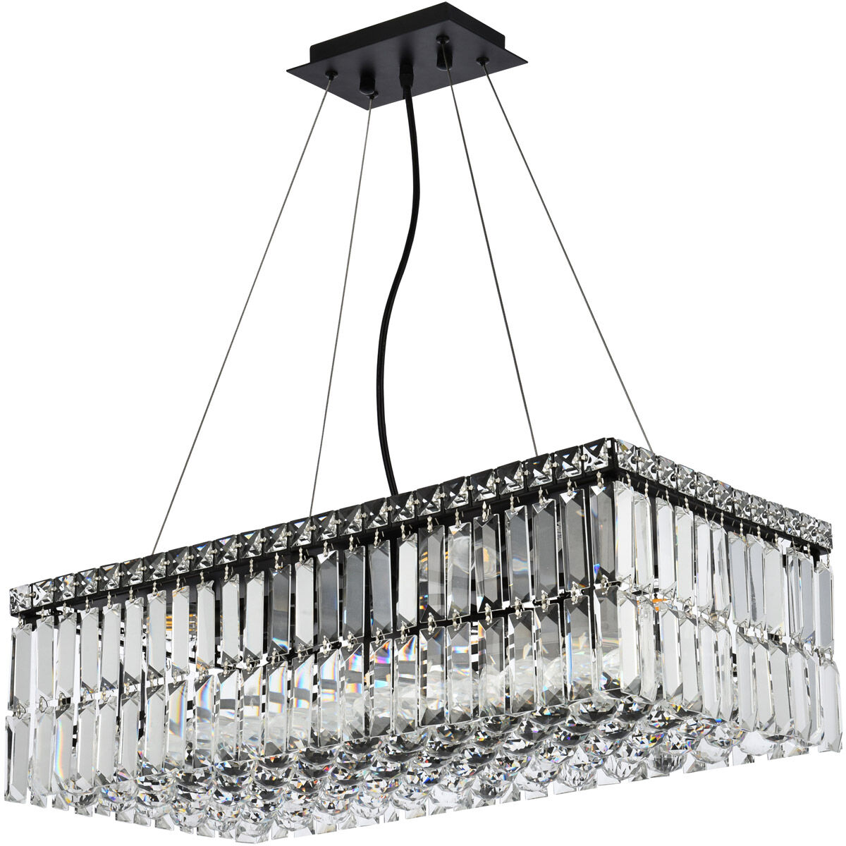 Maxime 6 Light 24 inch Black and Clear Linear Chandelier Ceiling Light in Royal Cut