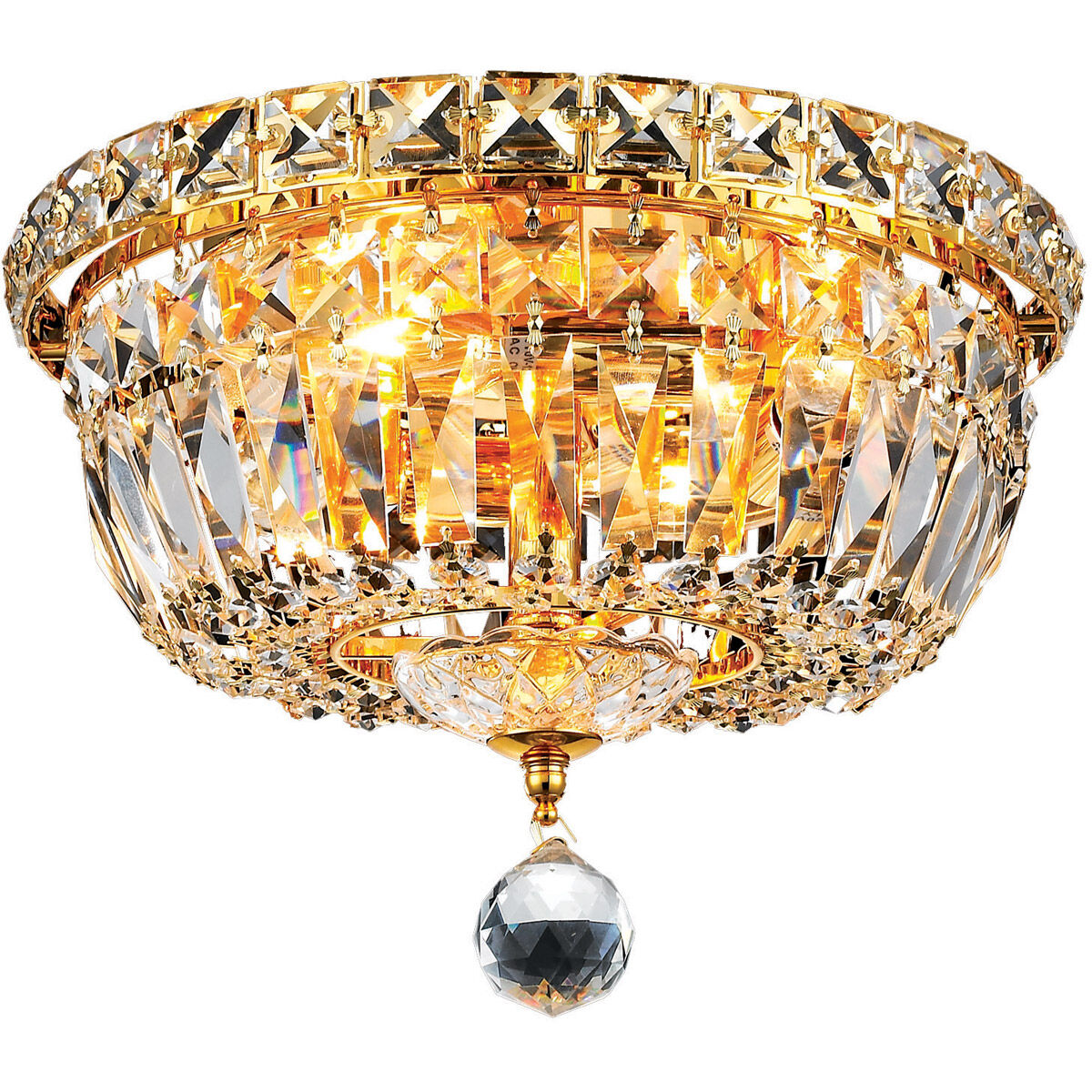 Tranquil 4 Light 10 inch Gold Flush Mount Ceiling Light in Royal Cut