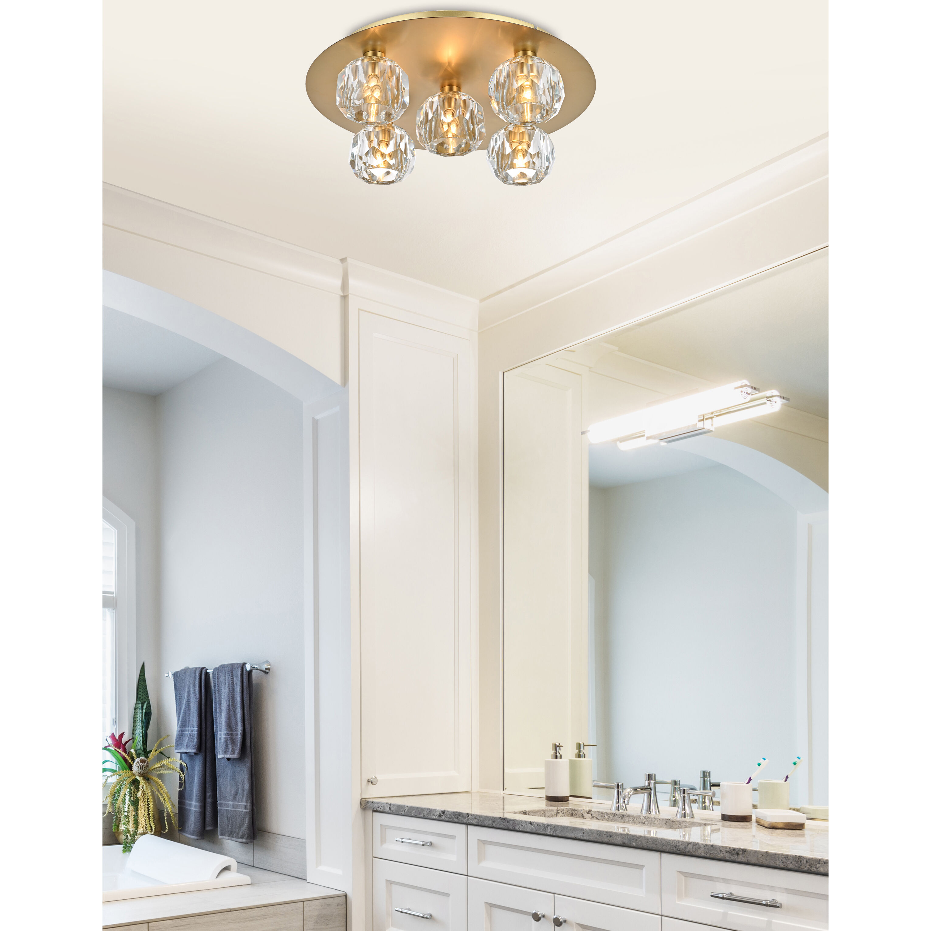 Graham 5 Light 16 inch Gold Flush Mount Ceiling Light