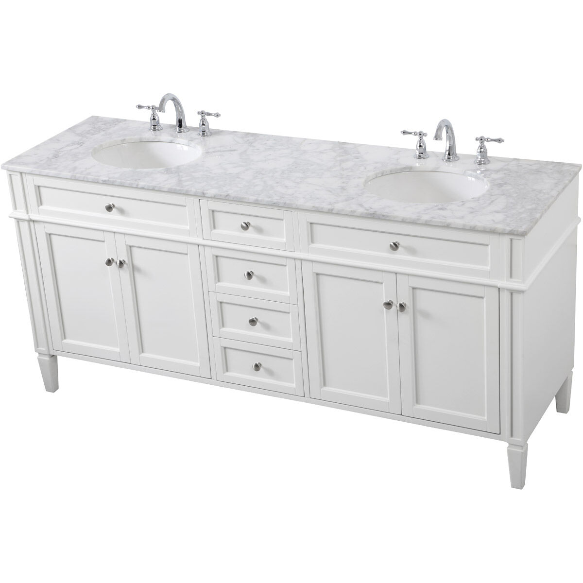 Park Avenue 72 X 21.5 X 35 inch White Vanity Sink Set