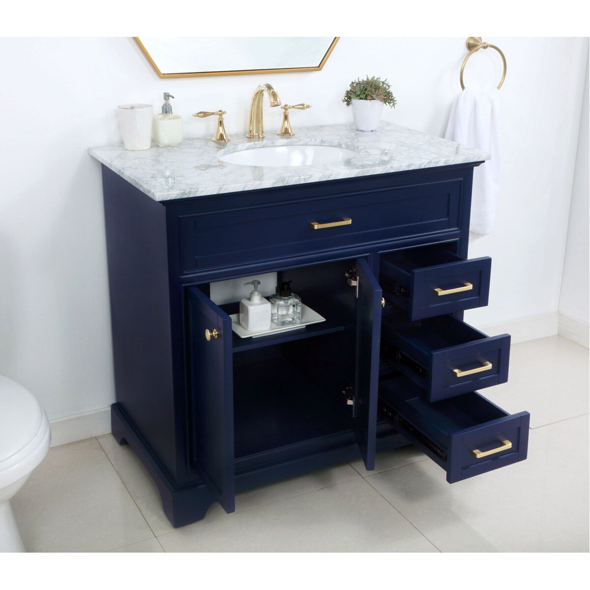 Americana 36 X 22 X 35 inch Blue Vanity Sink Set