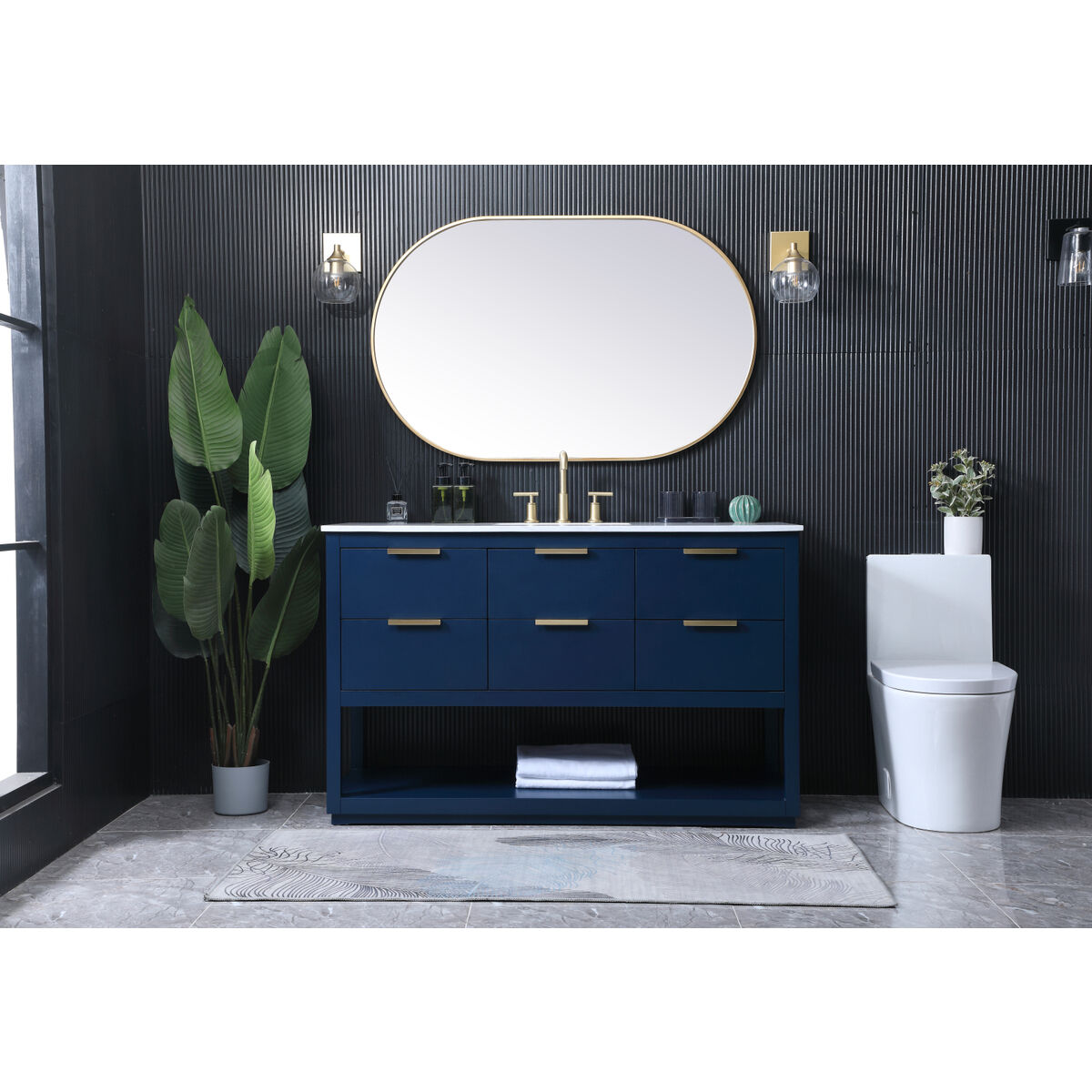 Larkin 54 X 22 X 34 inch Blue Vanity Sink Set