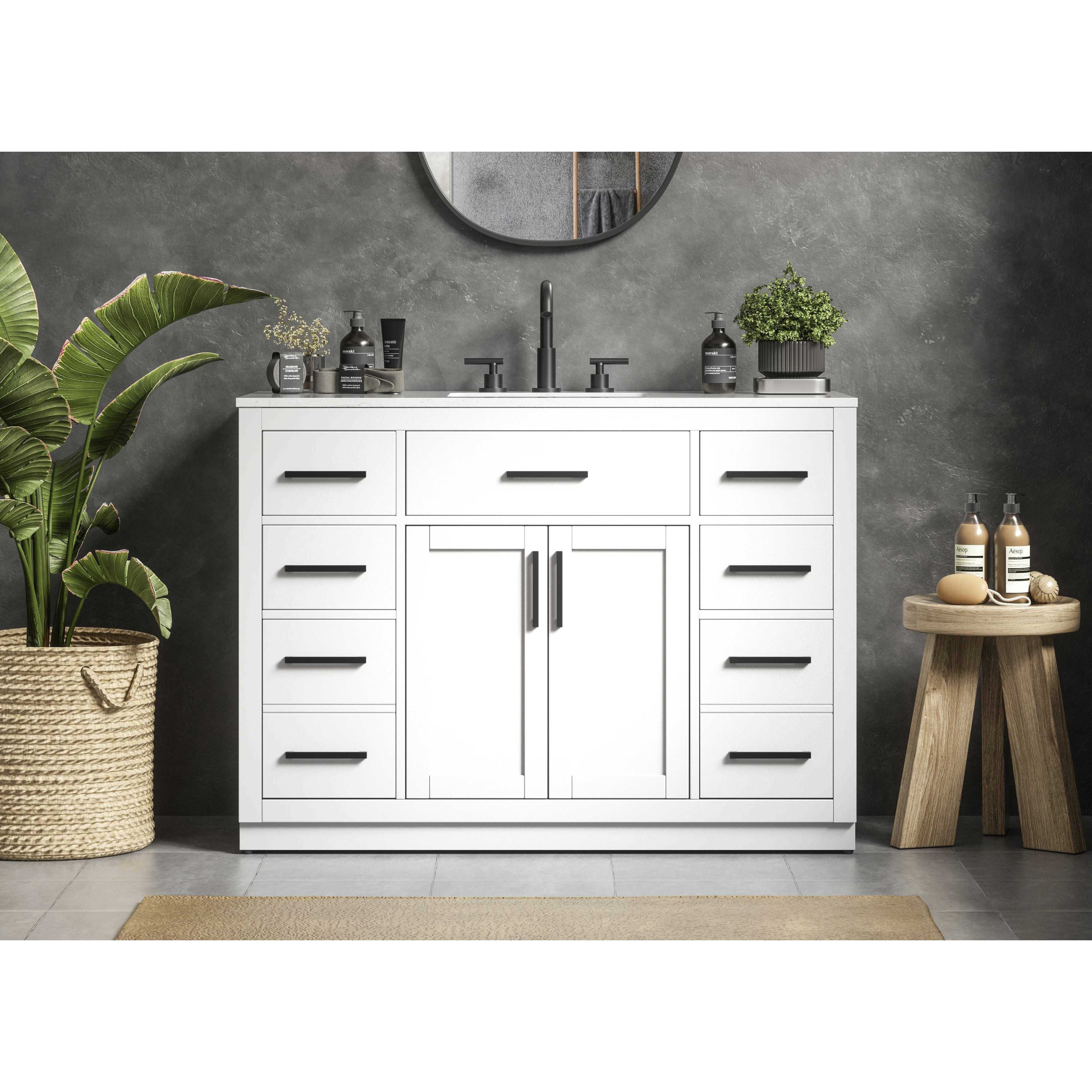 Alden 48 X 35 inch White Bathroom Vanity Cabinet