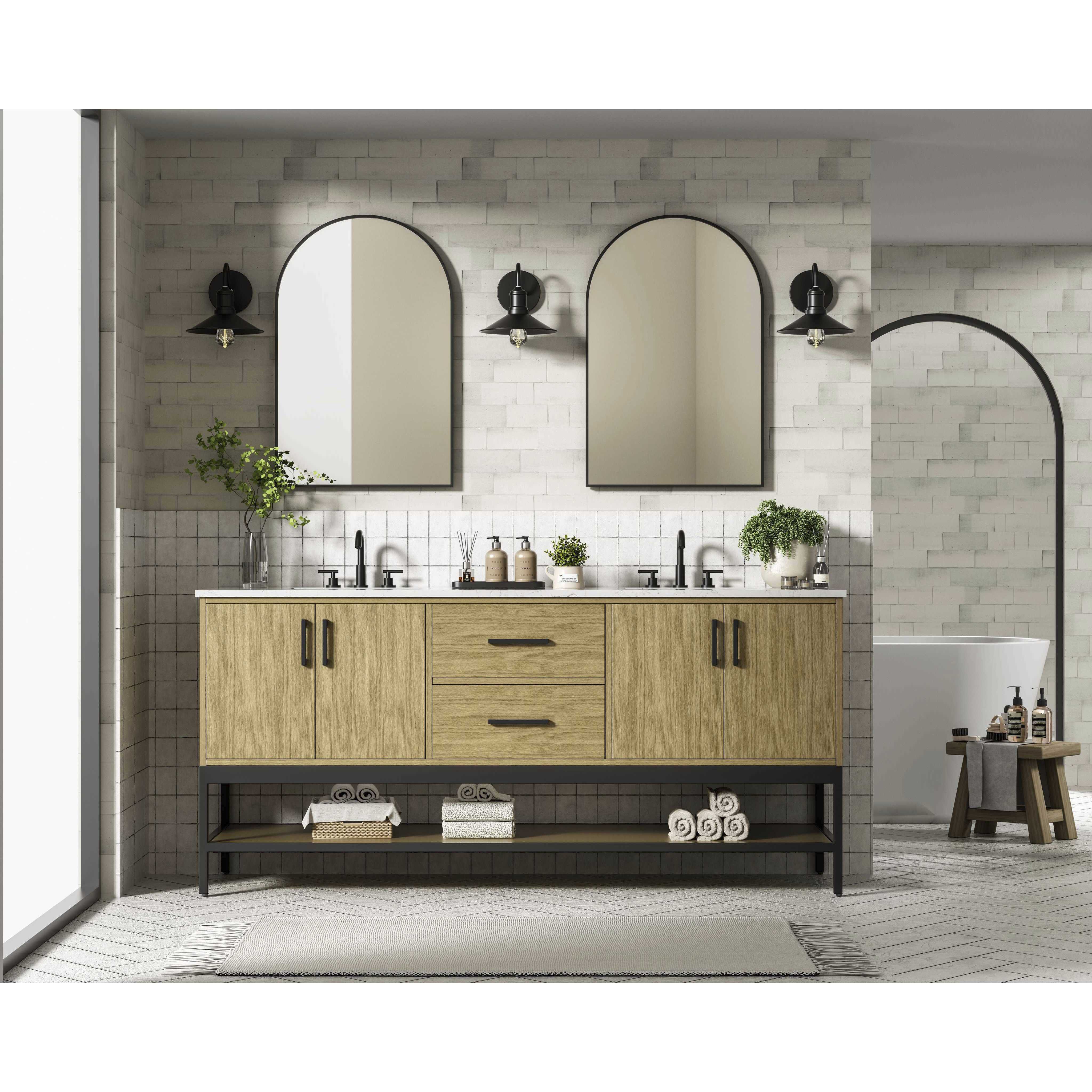 Lennox 72 X 34 inch Honey Brown Bathroom Vanity Cabinet