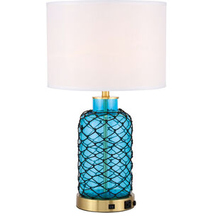 Sirena 27 inch 40 watt Brushed Brass and Blue Table Lamp Portable Light