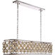 Madison 7 Light 50 inch Polished Nickel Island Pendant Ceiling Light in Golden Teak, Faceted Royal Cut, Urban Classic