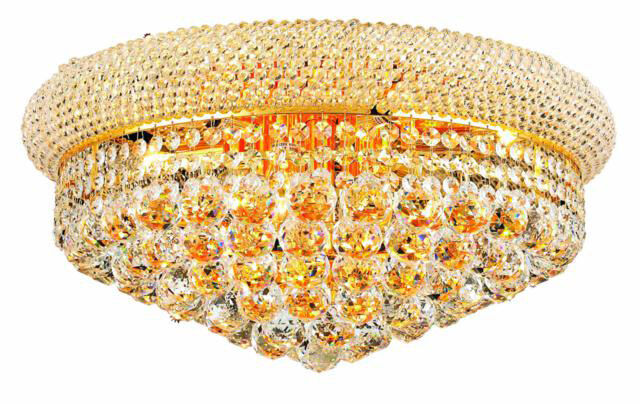 Primo 10 Light 20 inch Gold Flush Mount Ceiling Light in Royal Cut