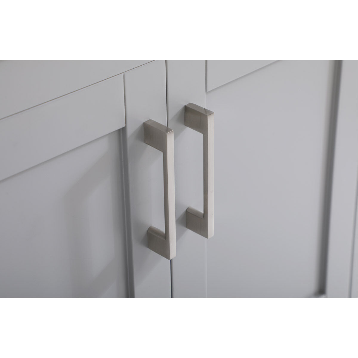 Aubrey 60 X 22 X 34 inch Grey and Brushed Nickel with Calacatta Quartz Vanity Sink Set