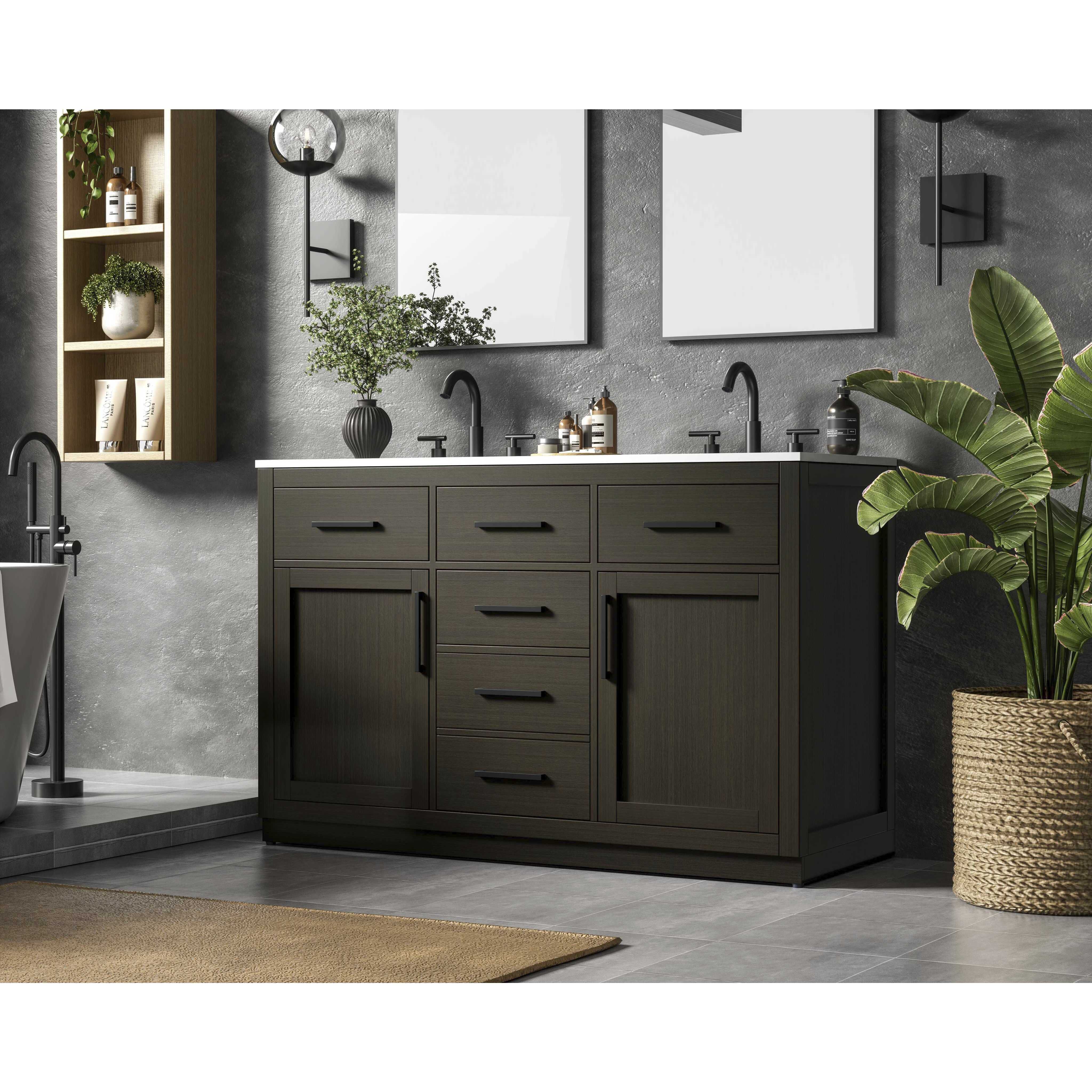 Alden 54 X 35 inch Mocha Brown Bathroom Vanity Cabinet